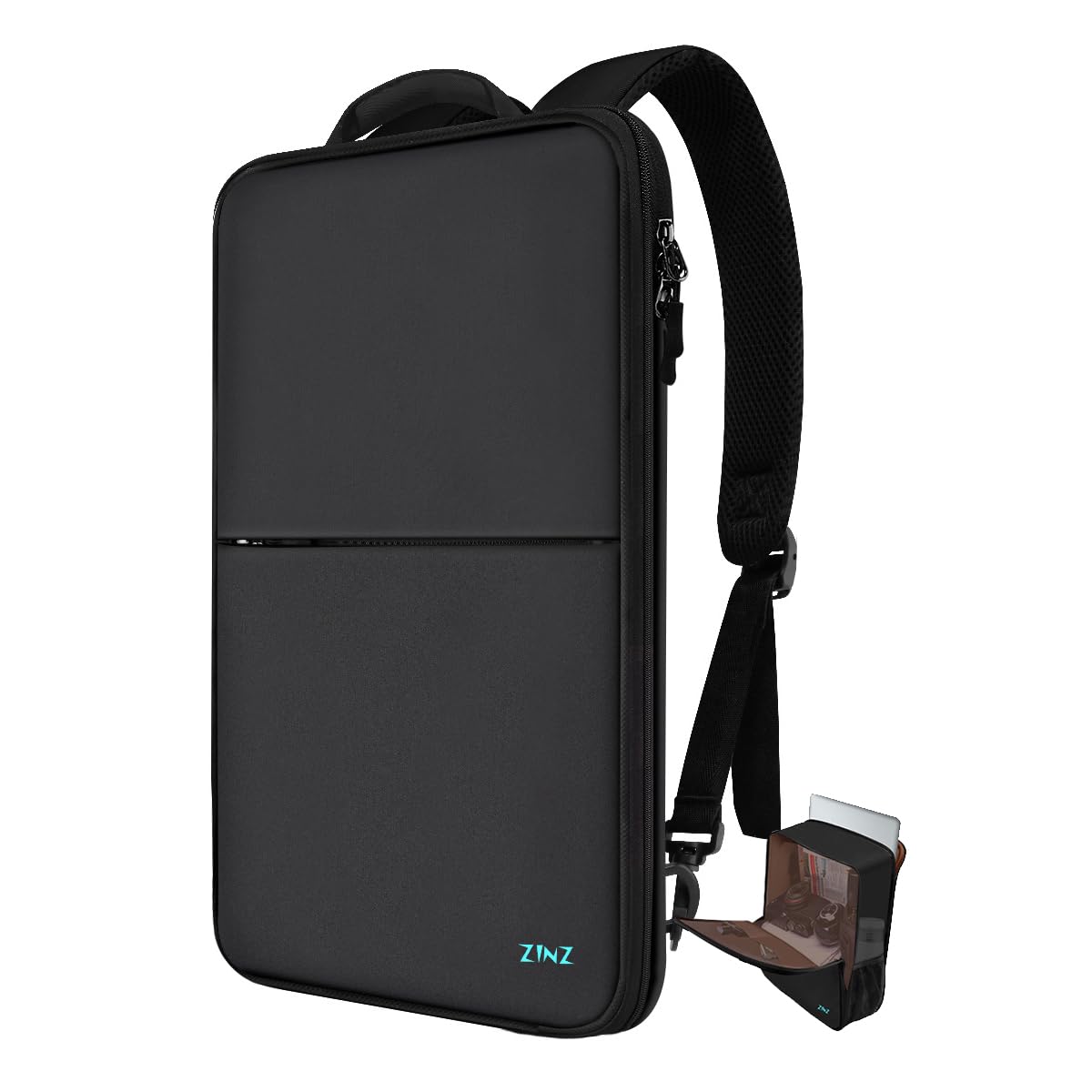 ZINZ Slim Expandable 17 Inch Laptop Backpack - Water Resistant Business Travel Backpack for 17 Inch Notebooks - Perfect for Work, School & Commuting (Black)