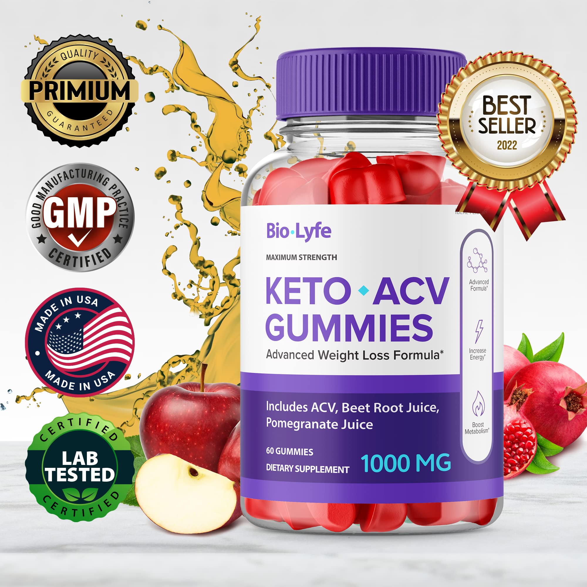 Biolyfe Keto ACV Gummies (3 Pack, 180 Gummies) - Apple Cider Vinegar Supplement for Weight Loss & Energy Boost - Perfect for Ketogenic Diet & Low-Carb Lifestyle