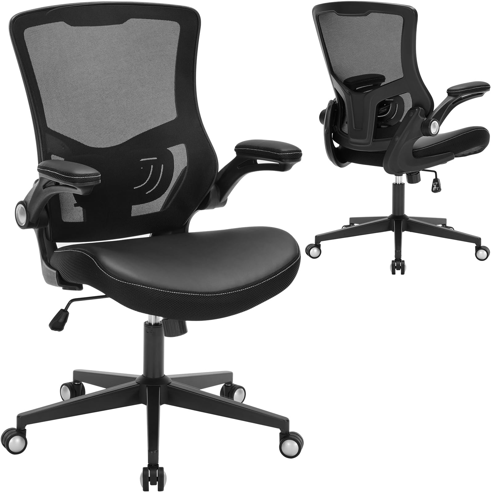 Ergonomic Office Chair with Adjustable Lumbar Support & Flip-Up Armrests - Breathable Mesh Computer Desk Chair for Home Office, Executive Task Chair - Perfect for Long Work Hours, Gaming & Remote Work