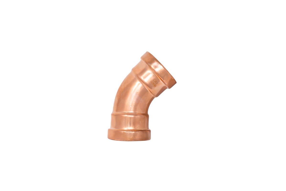 4 Inch Press Copper 45 Degree Elbow - Press x Press Fitting for Plumbing Systems - 4'' Copper Pipe Connector - Perfect for HVAC, Water Supply & Drainage Installations
