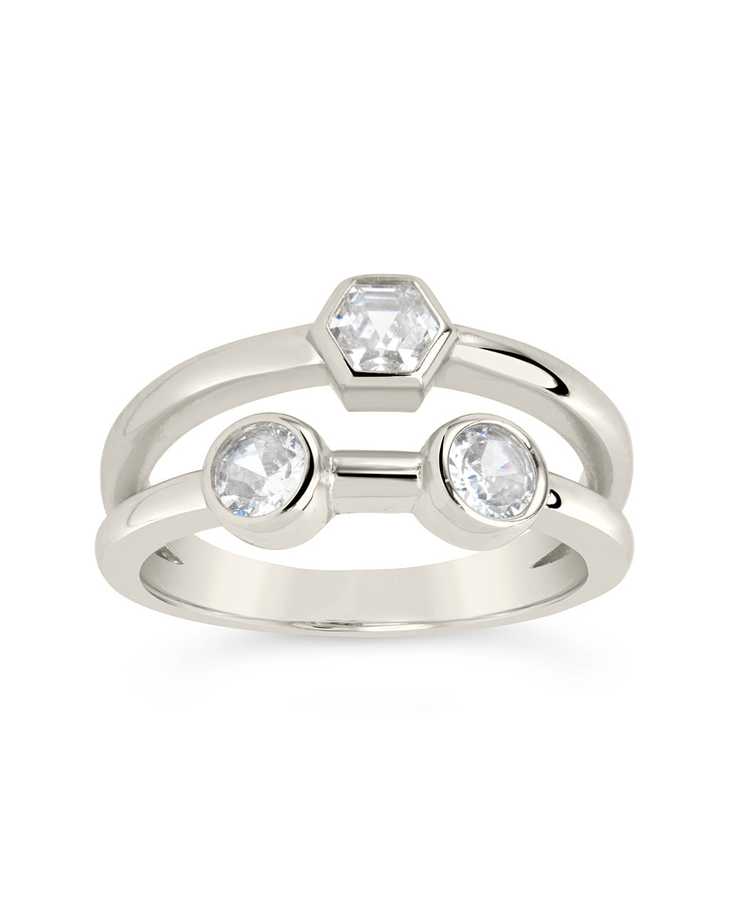 Lou Triple CZ Ring for Women - Elegant Cubic Zirconia Fashion Jewelry - Perfect for Parties, Weddings & Everyday Wear