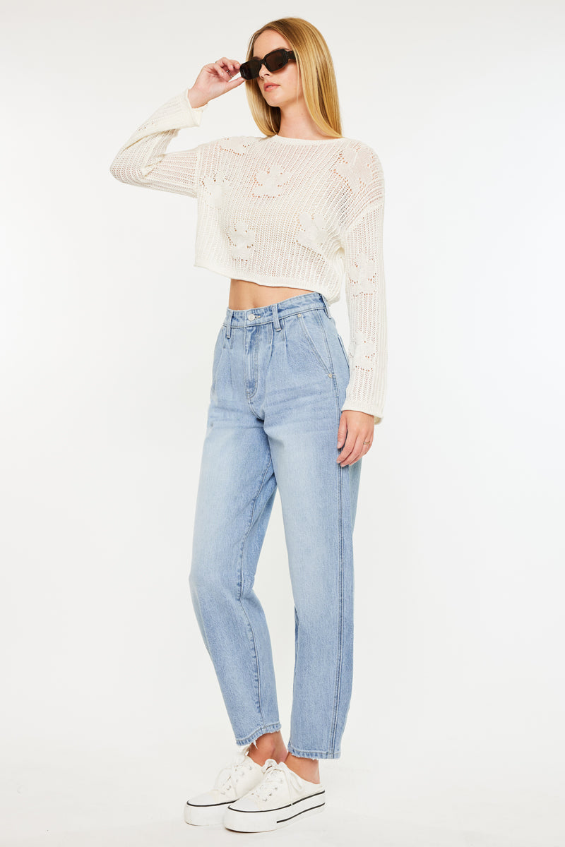 Rea Ultra High Rise Wide Tapered Fit Jeans for Women - Stretchy Denim Pants with Comfortable Waistband - Perfect for Casual Wear, Office Outfits and Night Out