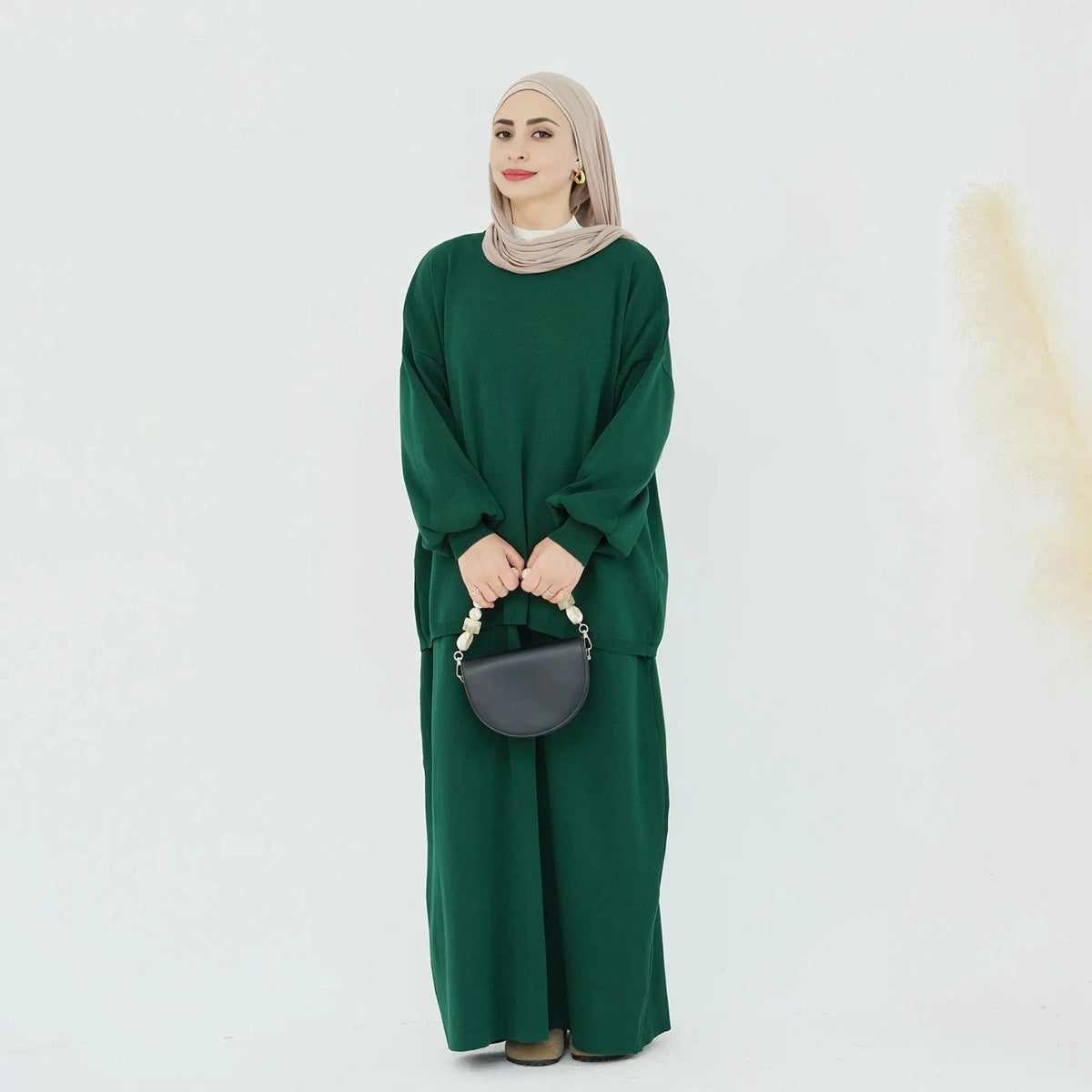 Winter Fall 2-Piece Knitted Top and Skirt Set - Modest Fashion Outfit for Women | Cozy Office Wear & Casual Street Style
