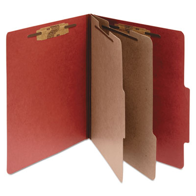 ACCO Pressboard Classification Folders - 3 Expansion Pockets, 2 Dividers, 6 Fasteners, Letter Size (8.5x11 Inches), Earth Red - 10-Pack Box | Office Organization & Document Filing Solution