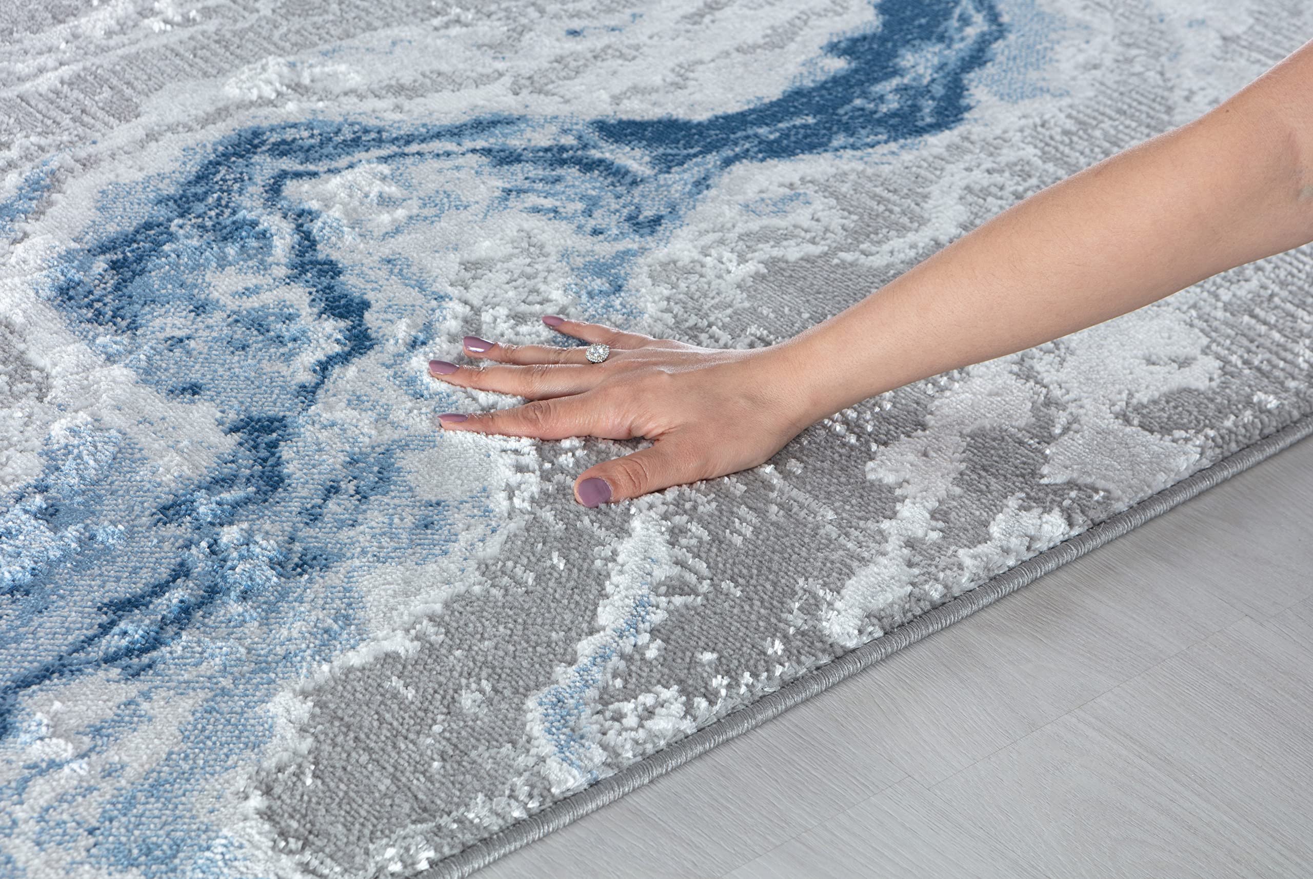 GLORY RUGS Modern Abstract Area Rug 8x10 - Soft Non-Slip Grey Navy Large Rugs for Home, Office, Bedroom & Living Room | Perfect for Hardwood Floors, Cozy Decor & High Traffic Areas