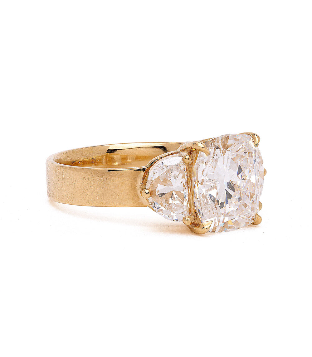 Charlie 3 Stone Half Moon Wide Band Engagement Ring - Elegant Wedding & Proposal Jewelry for Women | Perfect for Anniversaries, Valentine's Day & Special Occasions