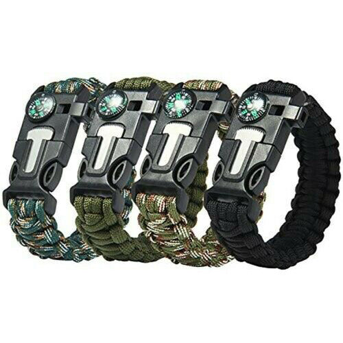 Survival Paracord Bracelet - 12ft Emergency Rope with Fire Starter & Whistle - Perfect for Outdoor Adventures, Camping, Hiking & Survival Kits
