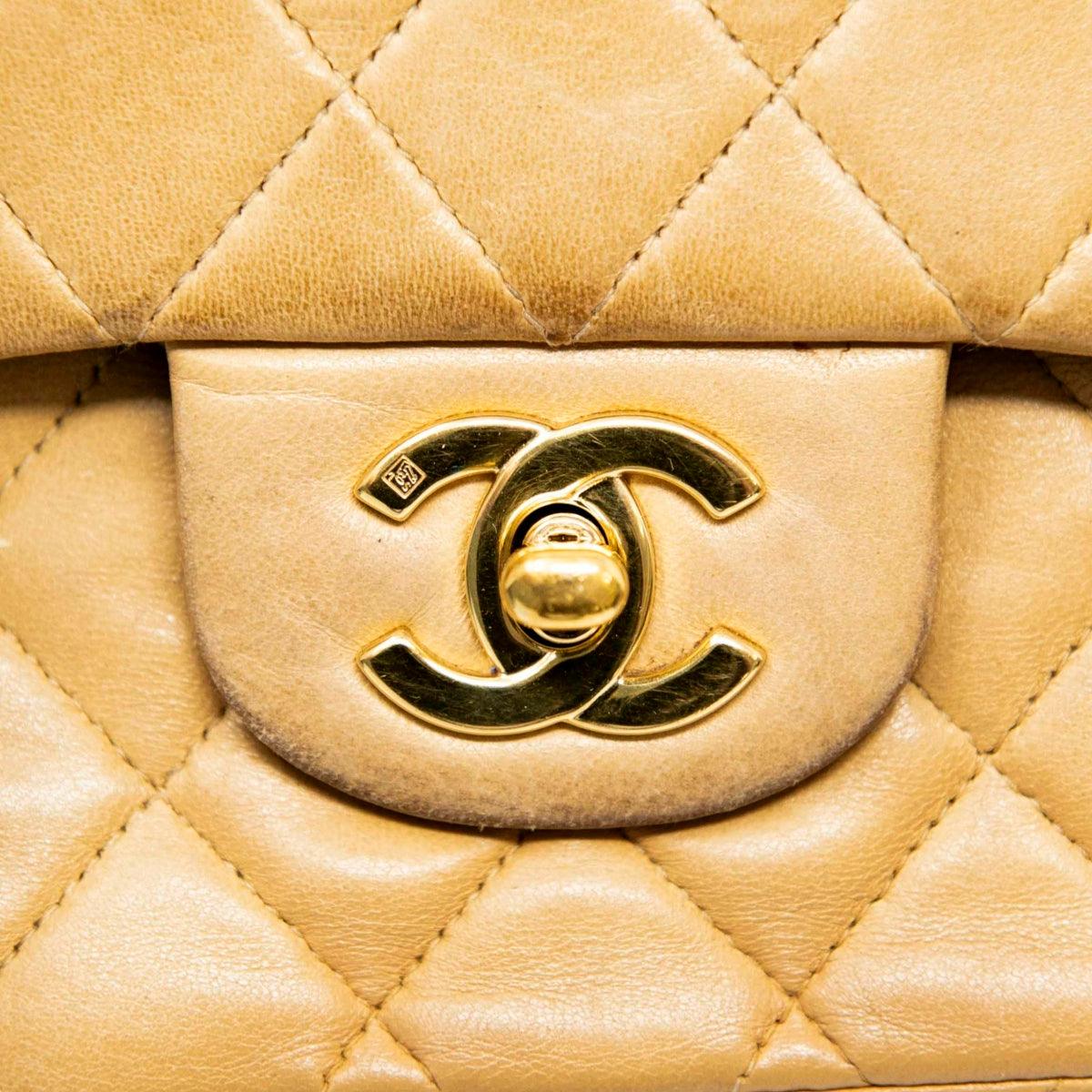 Chanel Beige Medium Vintage Classic Flap Bag - Timeless Luxury Handbag for Women | Perfect for Evening Events, Date Nights & Special Occasions
