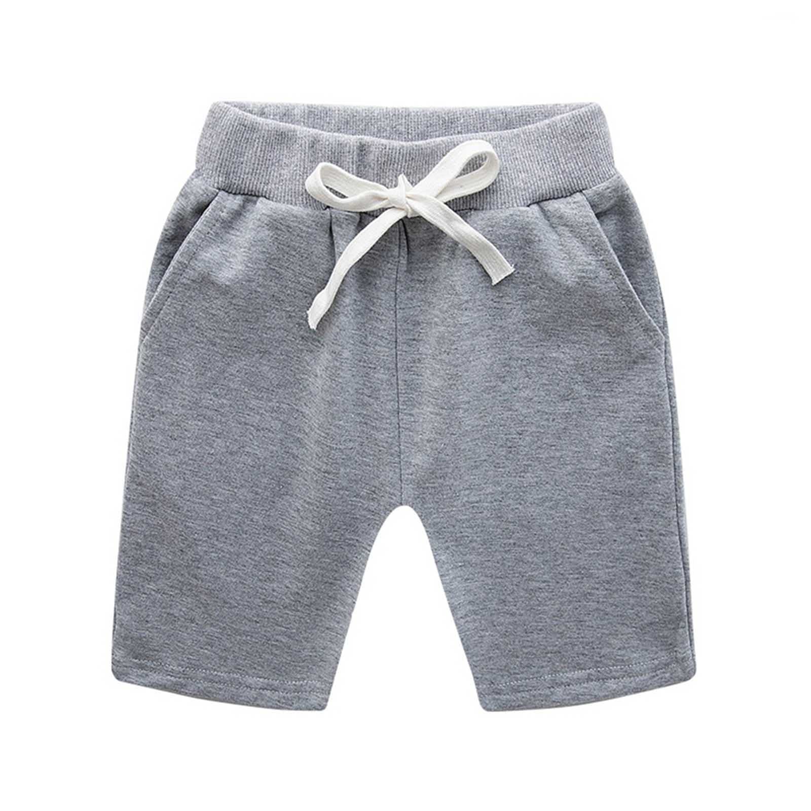 **Boys Girls Cotton Elastic Waist Jogger Shorts - Solid Color Athletic Shorts for Toddlers (Size 12) - Perfect for Playtime, Sports & Summer Outfits**