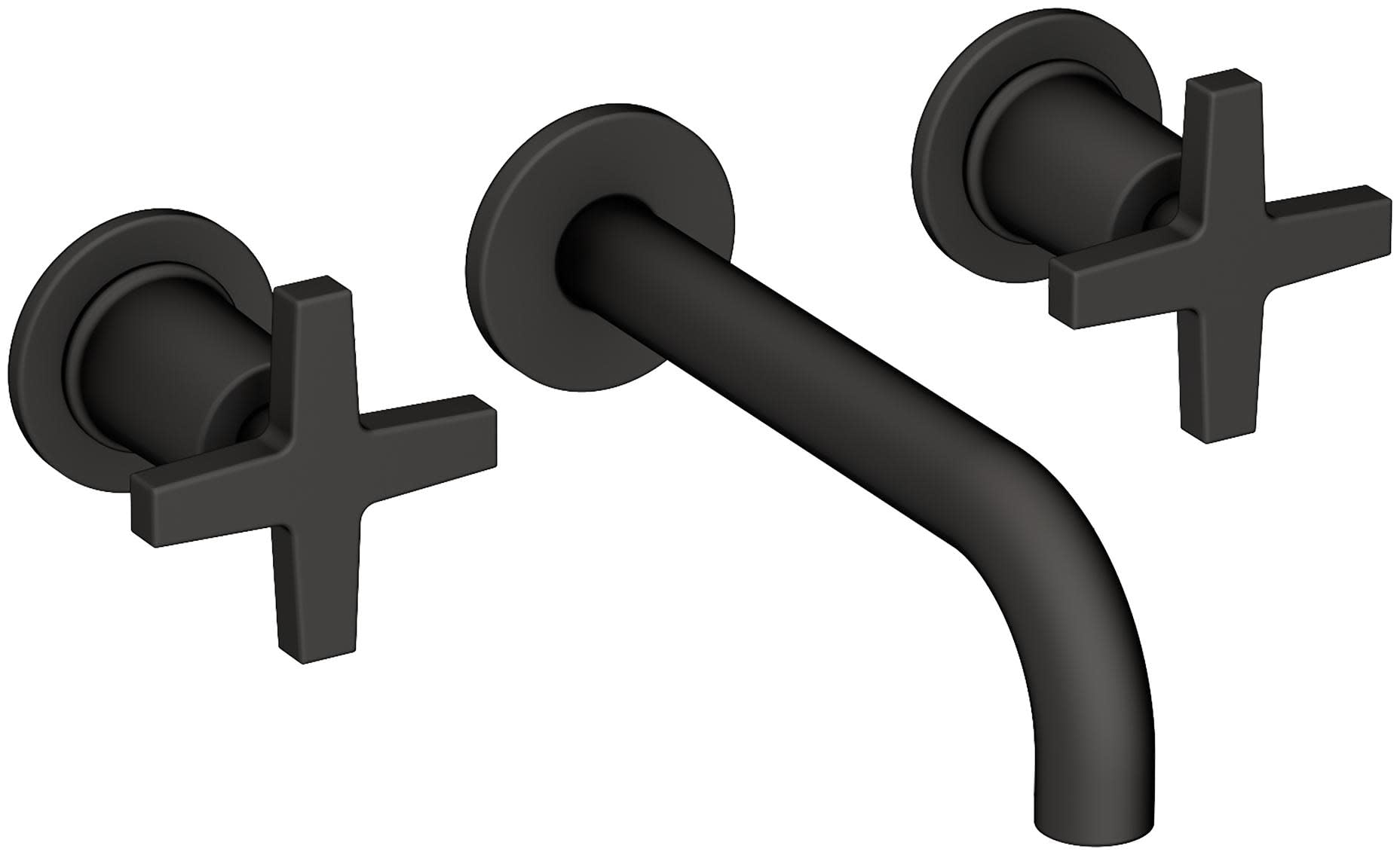 Wall Mount Bathroom Faucet - Modern Single Hole Vessel Sink Faucet with High Arc Spout for Powder Room, Guest Bath & Vanity - Brushed Nickel Finish