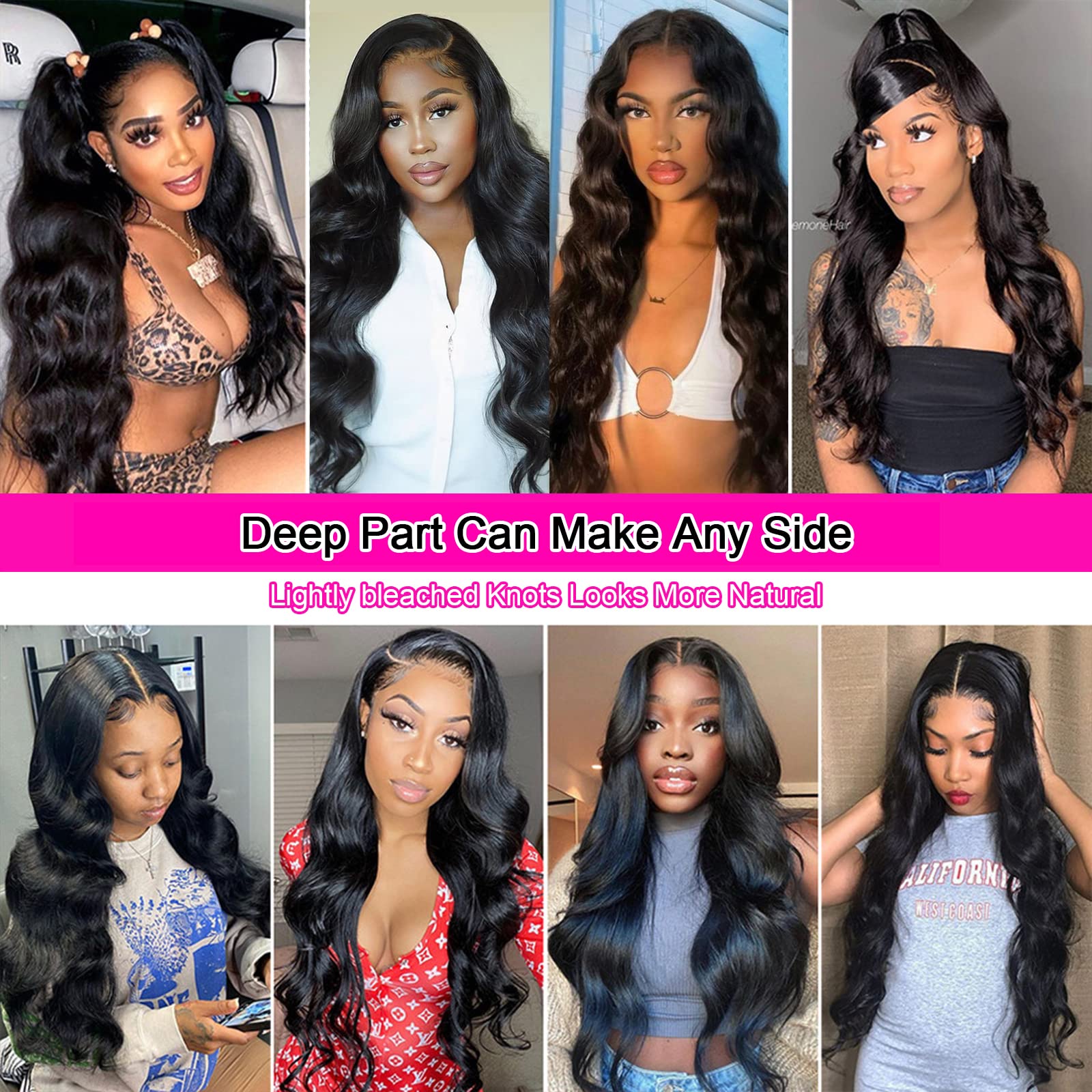 13x6 HD Lace Front Human Hair Wigs - Brazilian Body Wave Pre Plucked Bleached Knots with Baby Hair 180 Density for Women (20 Inch, Natural Black) - Perfect for Daily Wear, Parties & Special Occasions