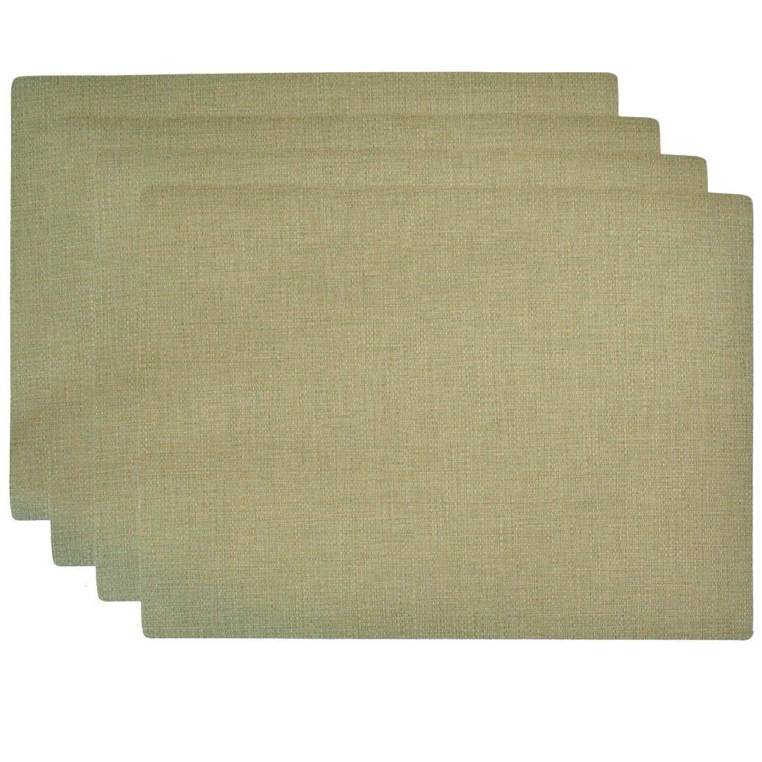 Sweet Pea Linens Green Vinyl Wipe Clean Rectangle Placemats - Set of 4, Durable & Eco-Friendly Table Mats for Dining, Kitchen, Parties & Everyday Use