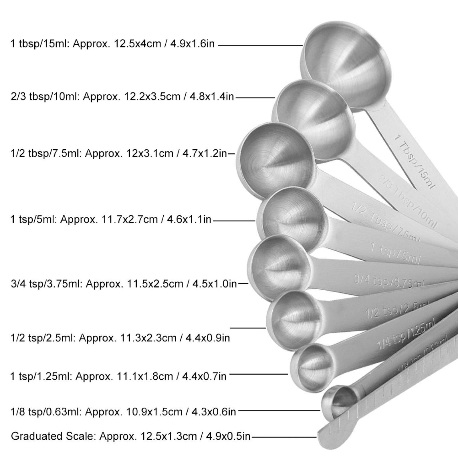 Premium 304 Stainless Steel Measuring Spoons Set - 6-Piece Accurate Kitchen Measuring Tools for Baking, Cooking & Coffee - Dishwasher Safe & Rustproof for Home & Professional Use