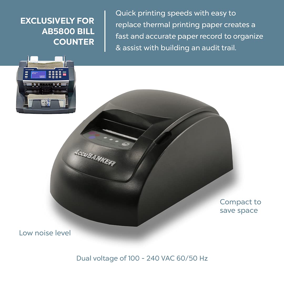 AccuBANKER MP20-58 Thermal Printer for AB5800 Bill Counter - Fast, Quiet Money Counter Printer with Compact Design | Prints Verified Bill Reports | Compatible with AB5800 | Ideal for Banks, Retail Stores & Cash Handling Businesses