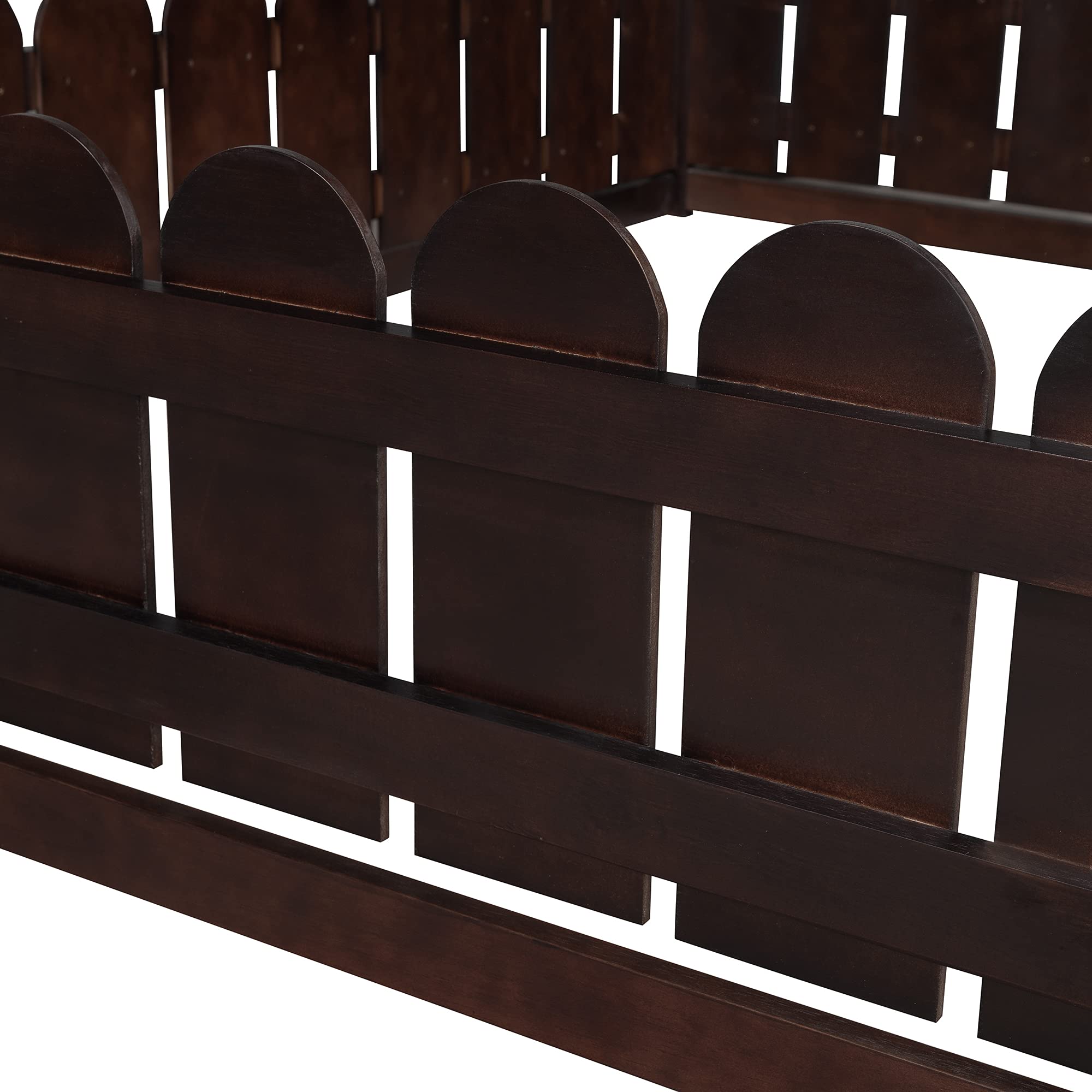**Harper & Bright Designs Full Size House Bed for Kids - Wooden Bed Frame with Roof & Fence for Boys, Girls & Teens - Easy Assembly (Espresso) - Perfect for Bedrooms, Playrooms & Cozy Sleep Spaces**