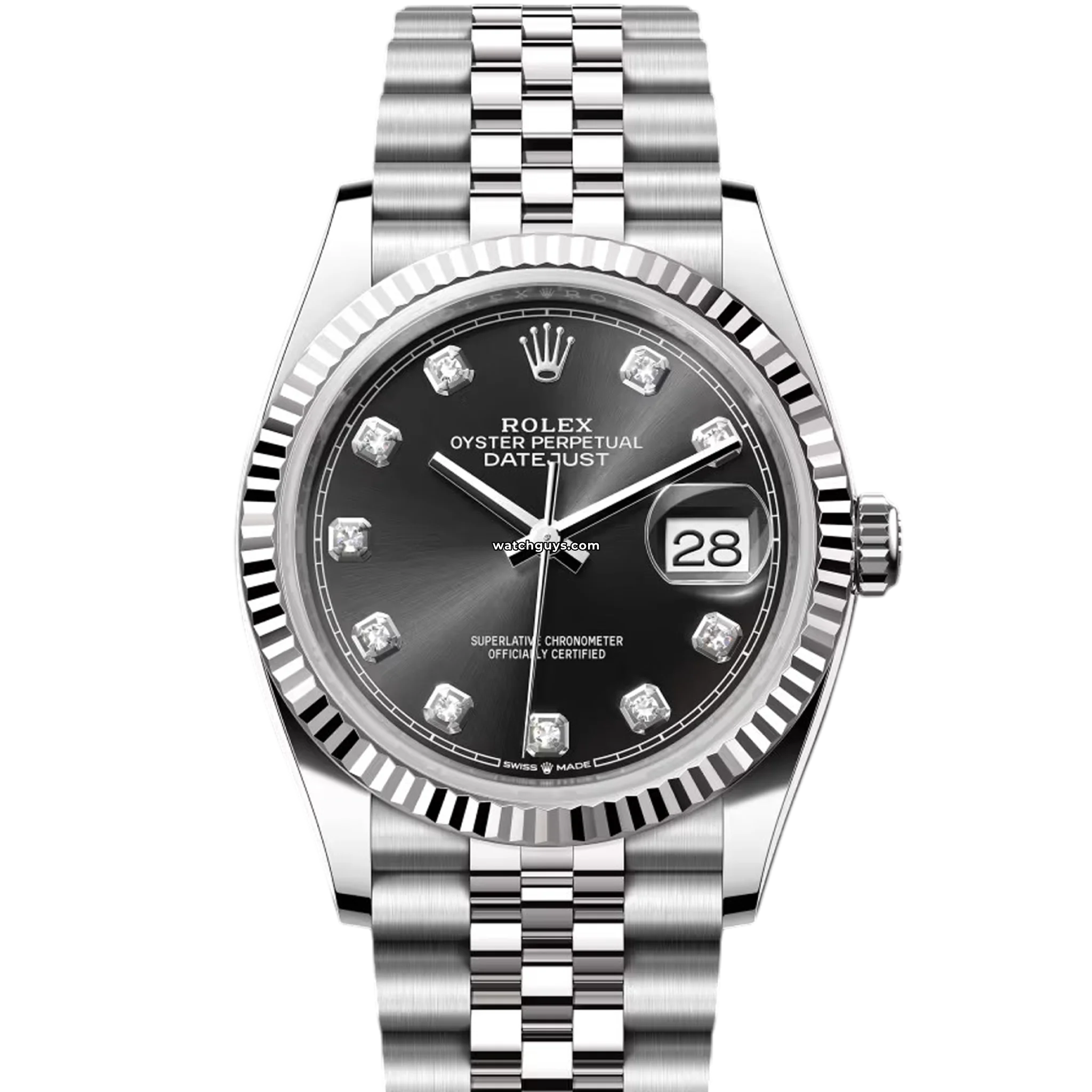 Rolex Datejust 126234 Men's Watch - Black Dial with Diamond Hour Markers, Jubilee Bracelet - Perfect for Business Meetings & Formal Events