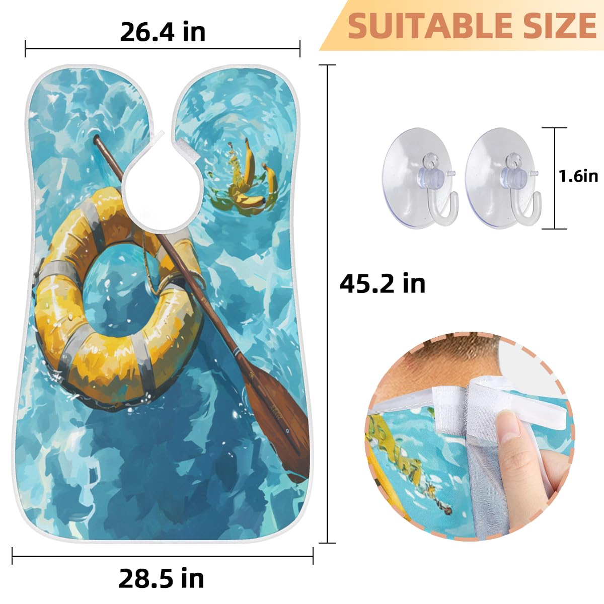 Lifebuoy Ocean Banana Beard Shaving Bib for Men & Women - Waterproof Makeup & Hair Dye Apron, Barber Cape for Haircut, Beard Trimming & Styling - Sink Hair Catcher & Grooming Accessory for Salon & Home Use