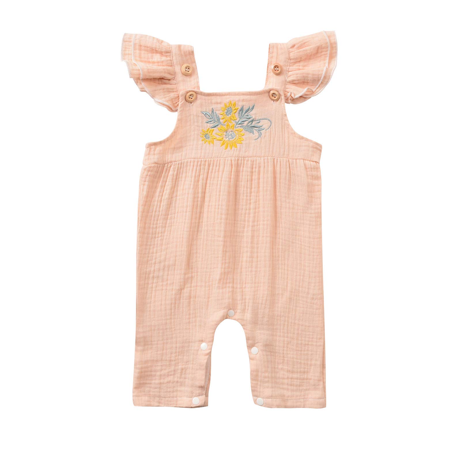 Baby Girl & Boy Long Sleeve Jumpsuit | Newborn Infant Romper with Sleeveless Embroidery Print | Perfect for Playdates, Photo Shoots & Everyday Wear