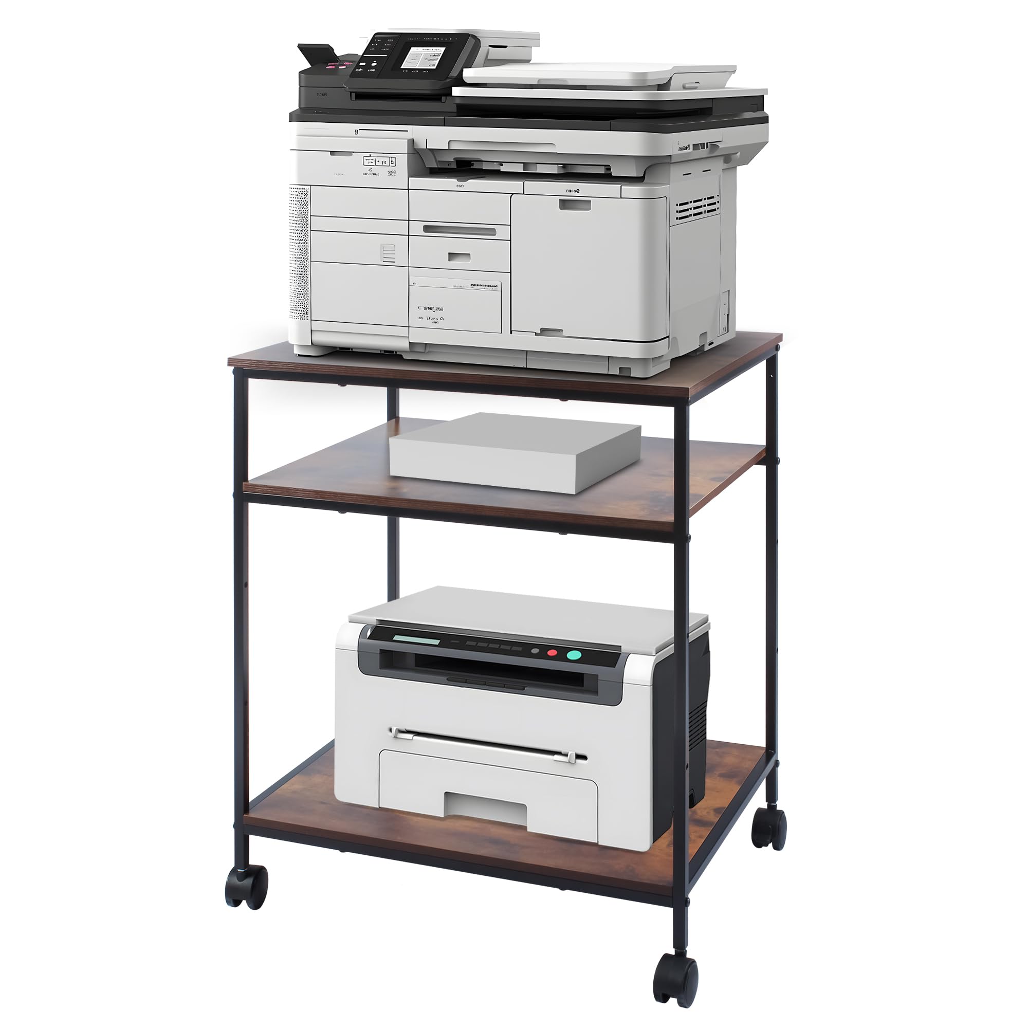 Sutex Heavy Duty Adjustable 3-Tier Rolling Printer Cart - 23.6