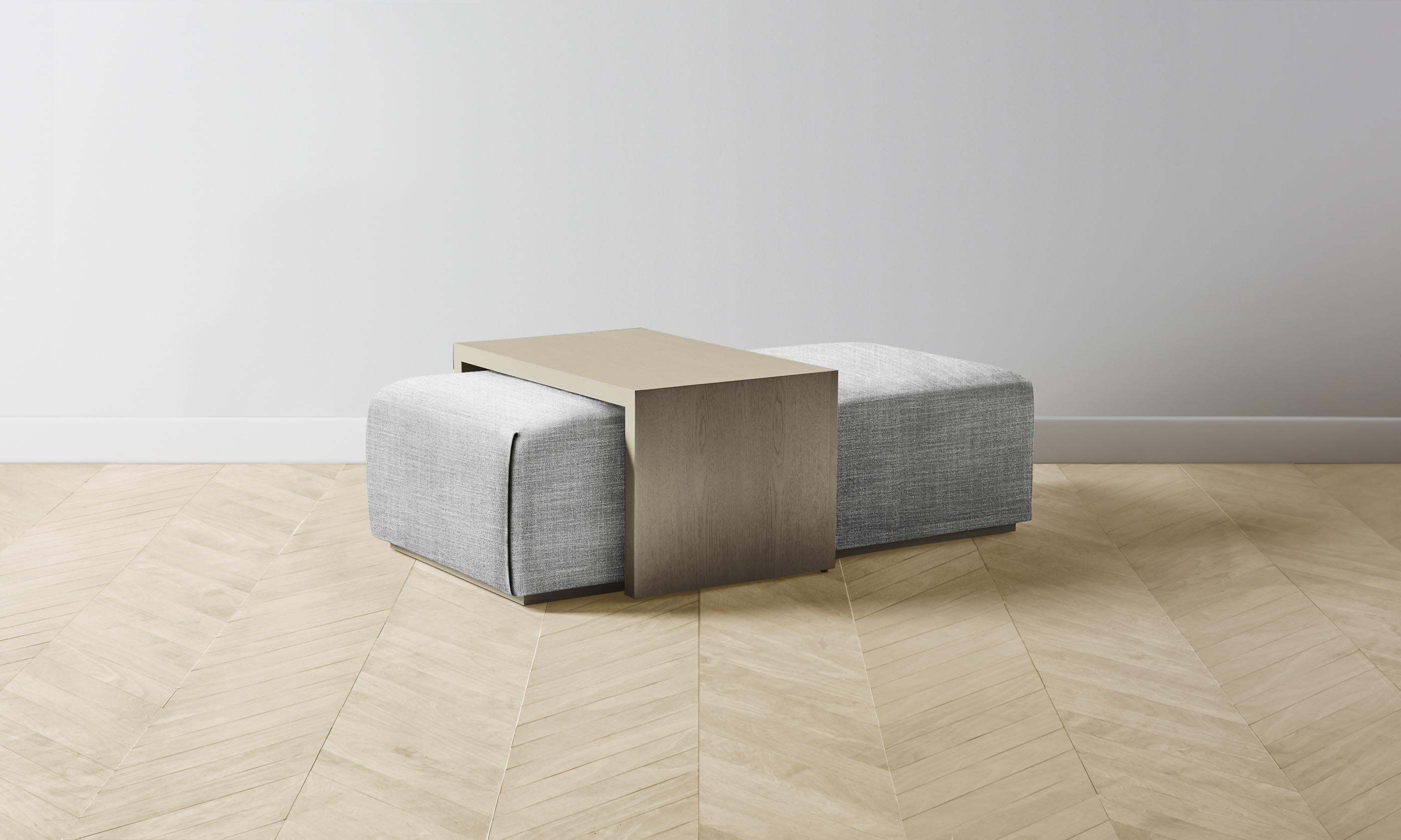 The Bowery Ottoman - Performance Textured Tweed Alpine - Modern Living Room Accent Chair with Storage for Small Spaces