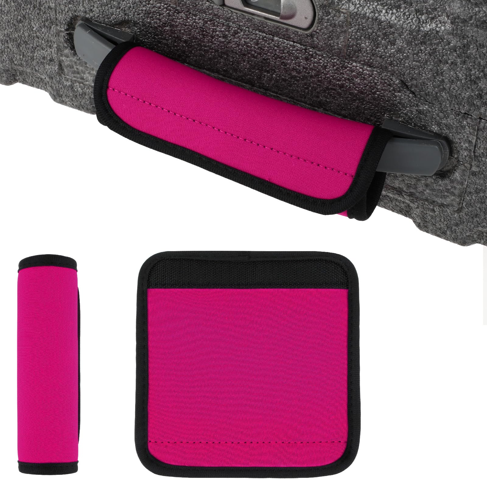 2-Pack Rose Red Neoprene Luggage Handle Wraps for Suitcases - Soft Travel Essential Bag Handle Covers with Non-Slip Grip | Perfect for Airport Identification & Comfortable Carrying