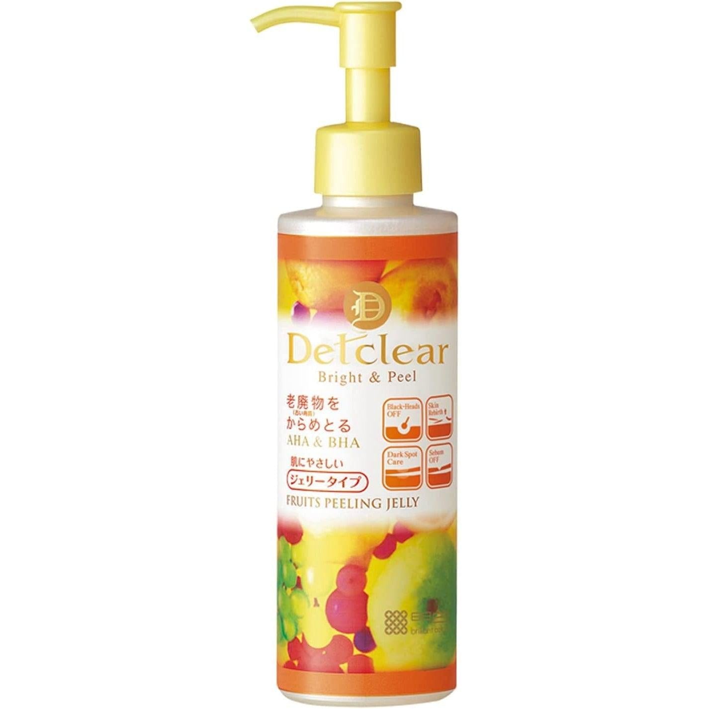 Meishoku Detclear Bright & Peel Fruit Exfoliating Jelly 180ml - Gentle Facial Scrub for Glowing Skin, Perfect for Daily Skincare Routine
