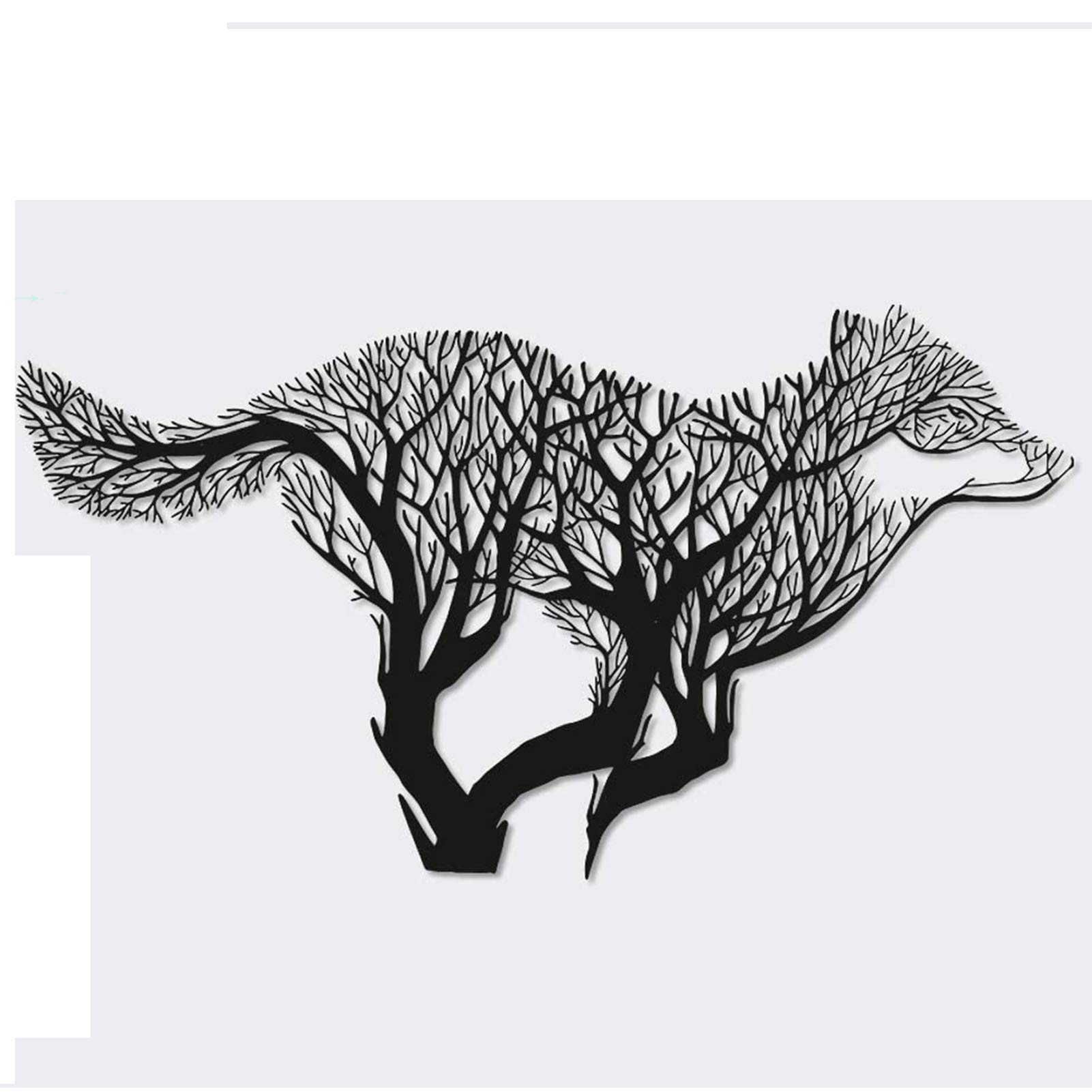 Ylight Metal Wolf Wall Art - Contemporary Iron Wolf Sculpture Decor for Home, Kitchen, Office, Porch & Patio - 24x24 Inches - Perfect for Rustic Cabin, Man Cave or Western Style Interior Design