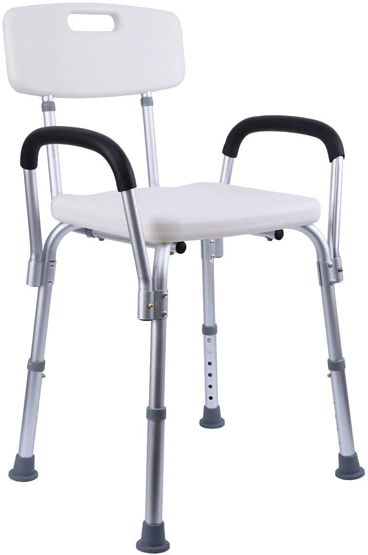 Adjustable Shower Chair Stool with Non-Slip Feet - Bar Height Bathroom Shower Seat for Elderly & Disabled - Safe Bathing Aid for Shower, Bathtub & Spa Use
