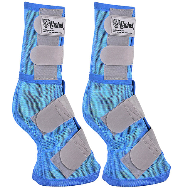 4 Pack Cashel Fly Prevention Arab Horse Leg Guard Cool Mesh Boots - Breathable & Lightweight for Summer Riding, Training, and Show Protection (Blue)