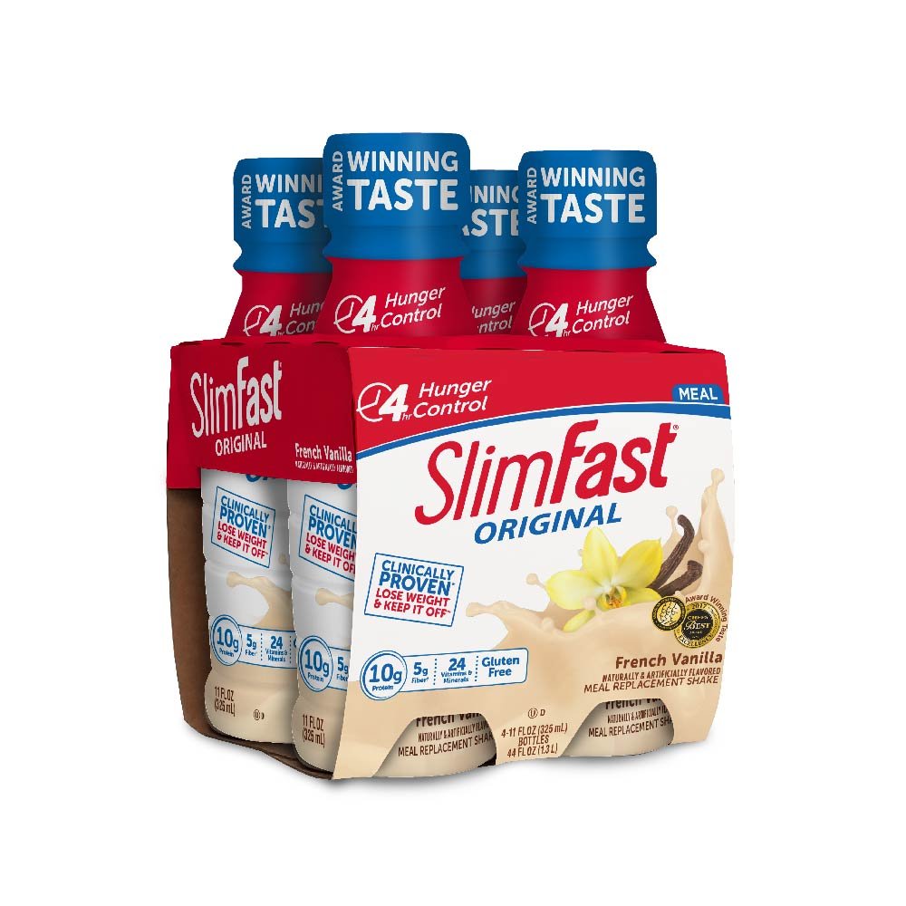 Slim Fast Original Weight Loss Meal Replacement Shakes - French Vanilla, 20 Count - High Protein (10g) & Fiber (4g) with 24 Vitamins & Minerals - Perfect for Busy Professionals, Post-Workout Recovery & Healthy Weight Management