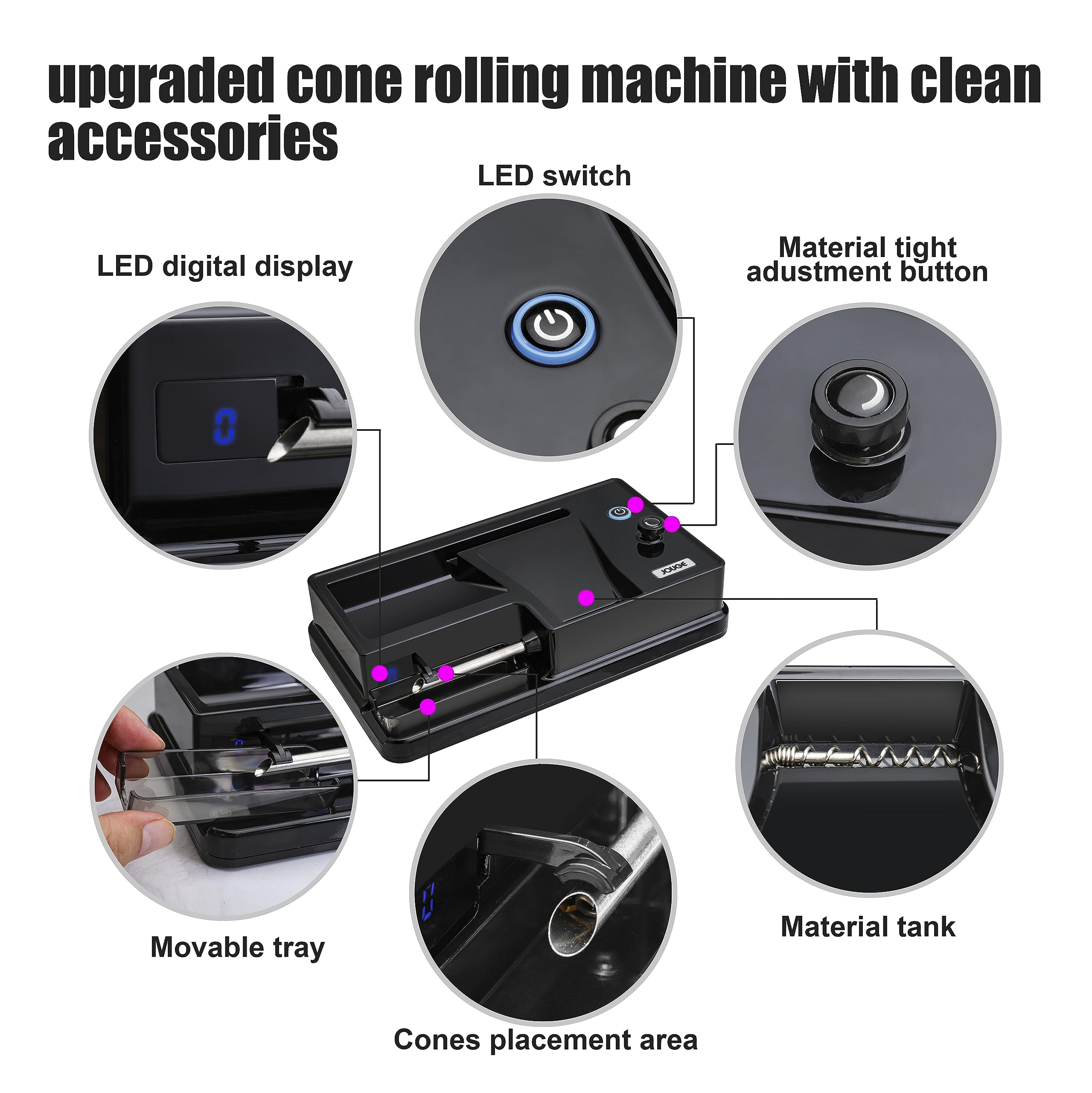 Electric Cone Rolling Machine - Automatic Cigarette Roller & Pre Roll Injector | Portable Cigarette Maker for Perfect Cones | Ideal for Home Use, Parties & DIY Enthusiasts