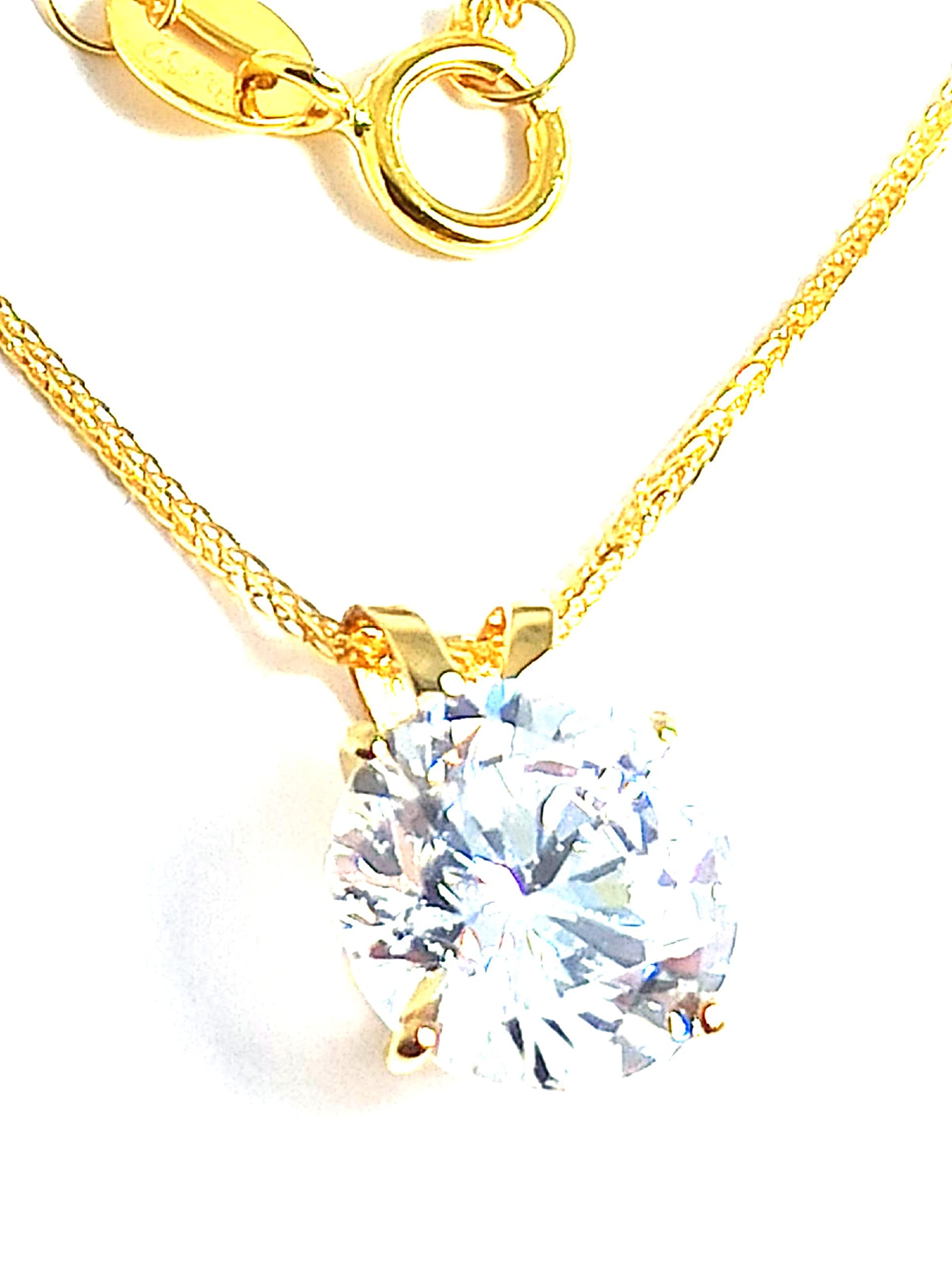 18K Solid Gold Women's Diamond Necklace - 8mm Pendant with 1.5 Carat Solitaire Diamond, Floating Design in Yellow Gold | Luxury Gift for Her, Anniversary, Birthday, Valentine's Day | Perfect for Special Occasions & Evening Events