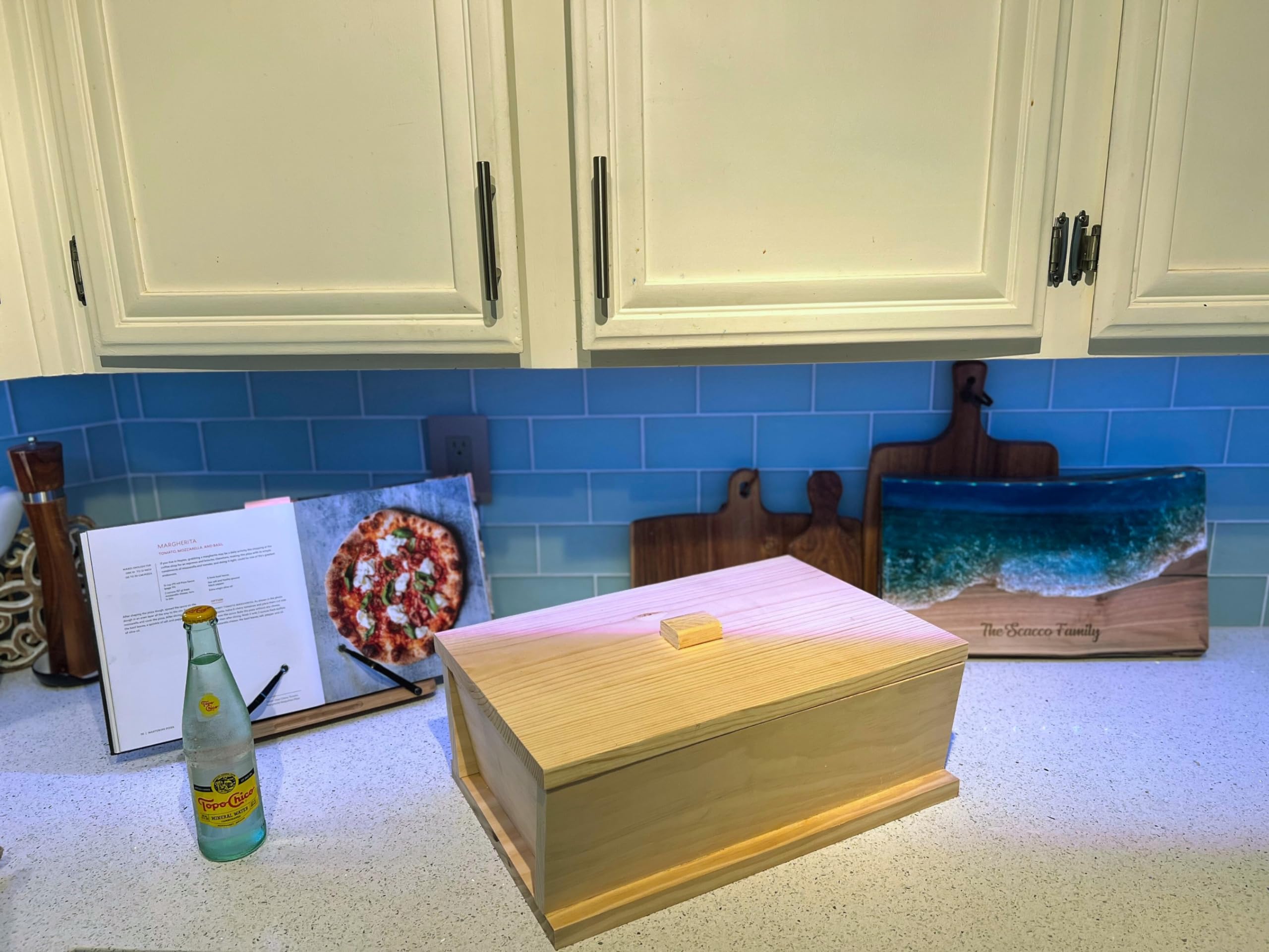 Authentic Neapolitan Wood Dough Box Madia with Lid - Large Size for Pizza Making, Bread Rising & Dough Proofing | Perfect for Home Bakers & Italian Restaurant Kitchen Use