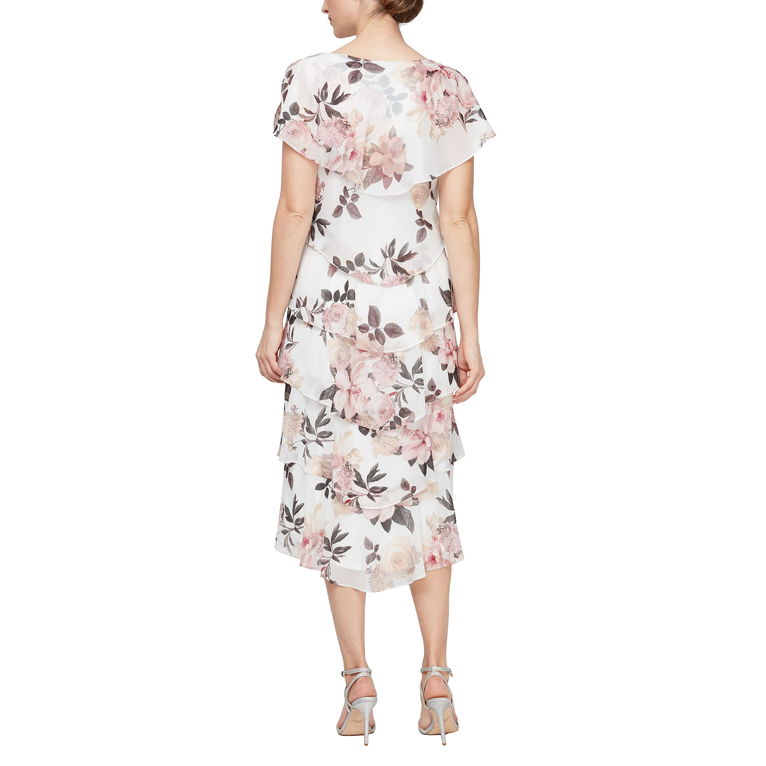 Elegant Beaded Women's Tiered Midi Dress for Wedding Guest & Mother of The Bride - Petite & Regular Sizes | Perfect for Formal Events, Bridal Showers & Special Occasions