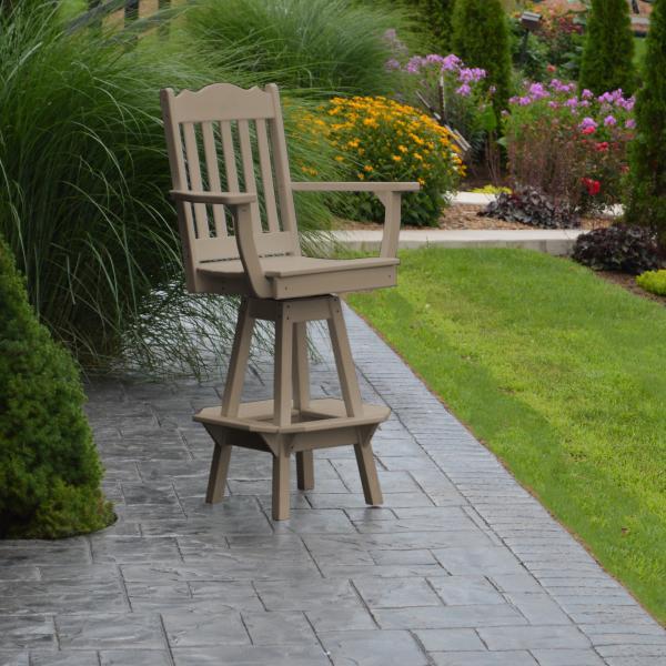 Royal Swivel Bar Stool with Arms - Adjustable Height & Comfortable Seat for Kitchen Island, Home Bar & Dining Room