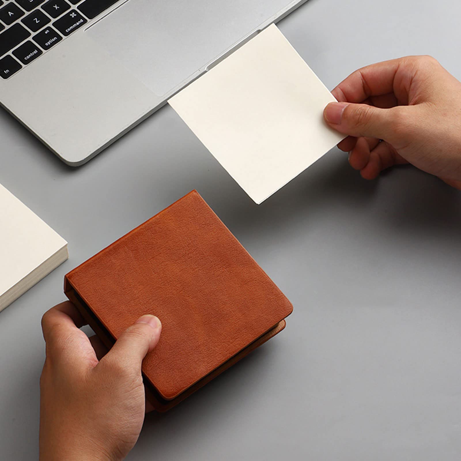 Premium Leather Note Pad Holder with Lid - Sticky Notes Dispenser & Name Card Organizer for Office, School, and Desk Use - Durable Memo Pad Storage Box for Daily Organization