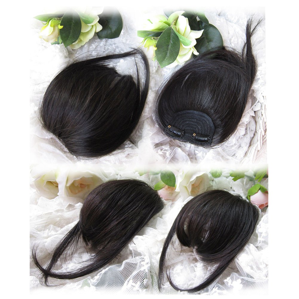 Remeehi Clip-In Bangs Hair Extension - 100% Real Human Hair, Flat Fringe with Side Temples for Women (Dark Brown) | Perfect for Instant Volume, Hairstyle Transformation & Everyday Wear
