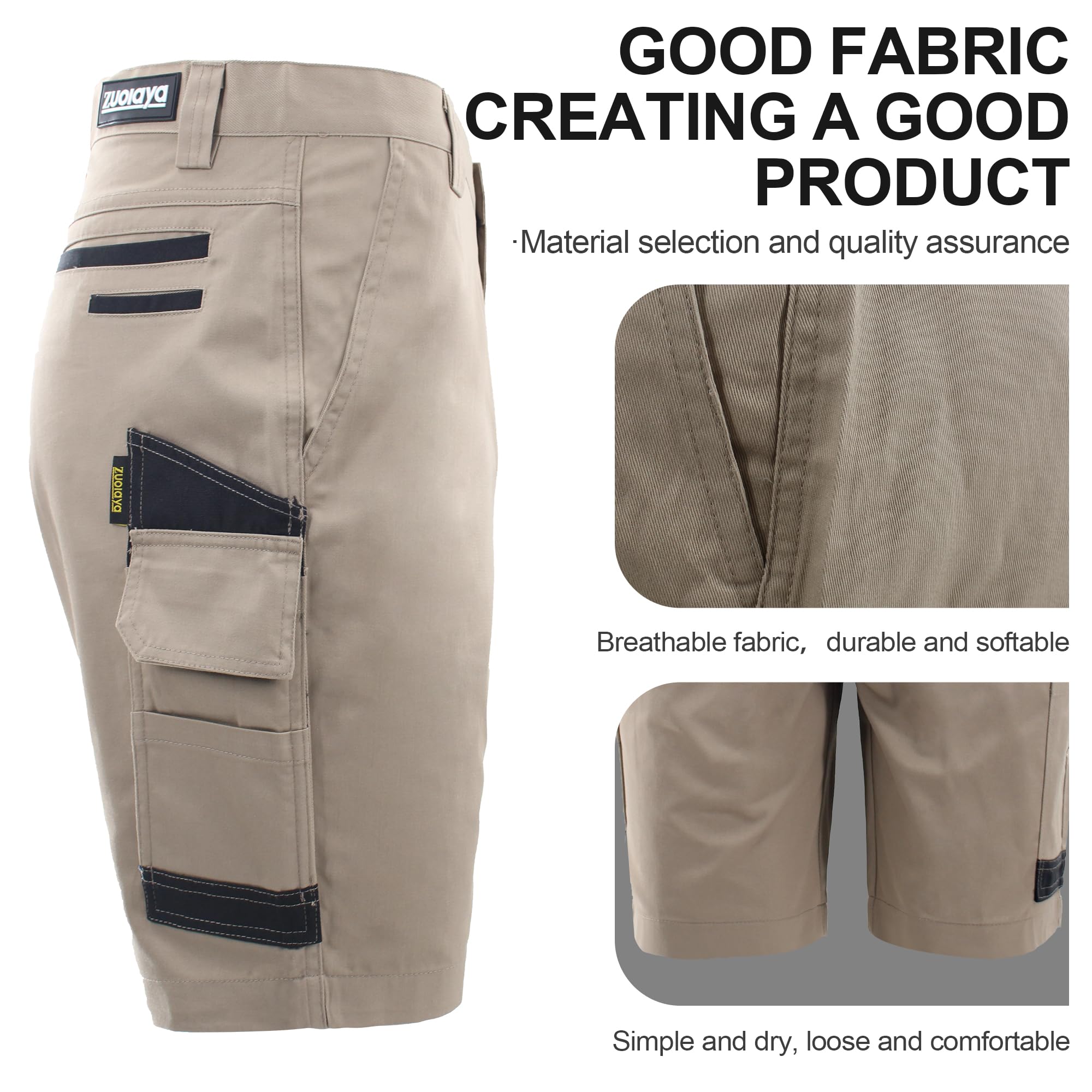 Men's Lightweight Work Shorts with Multi-Pockets for Outdoor & DIY
