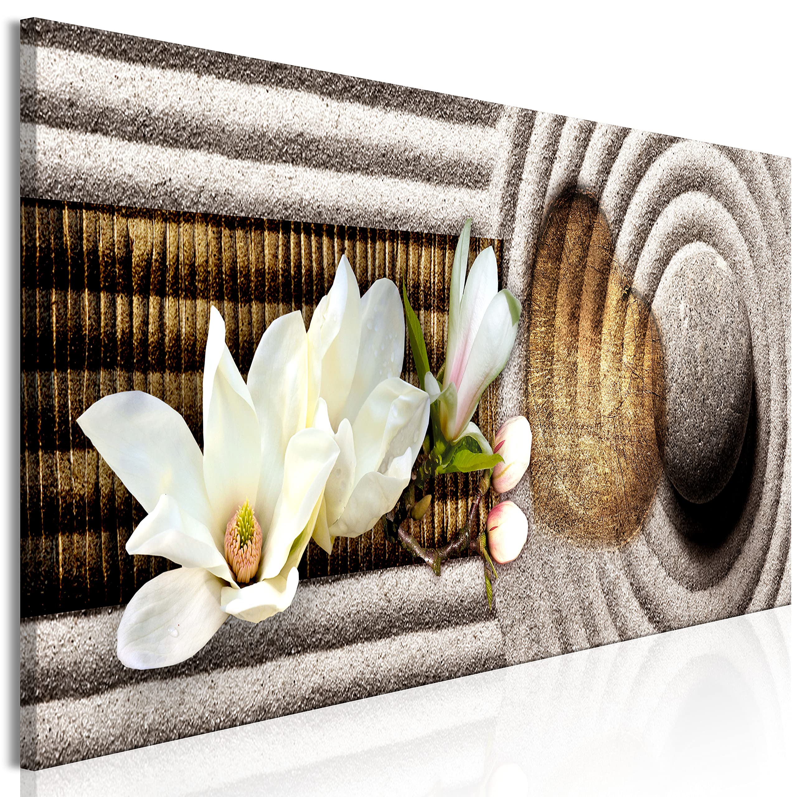 Artgeist Acoustic Canvas Wall Art Print - Floral Magnolias Soundproofing Picture 53x18 inches (1pc) with Acoustic Foam for Home Office Decor, Room Acoustics & Soundproofing | Perfect for Living Room, Bedroom, Spa or Studio