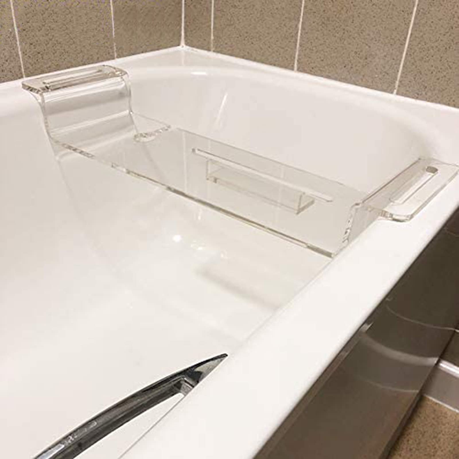 XXIOJUN Acrylic Bathtub Tray with Buckle Design - Shower Phone Holder & Wine Glass Shelf for Bathroom (82x18x8cm) - Perfect for Relaxing Baths, Reading & Wine Time in Home or Hotel