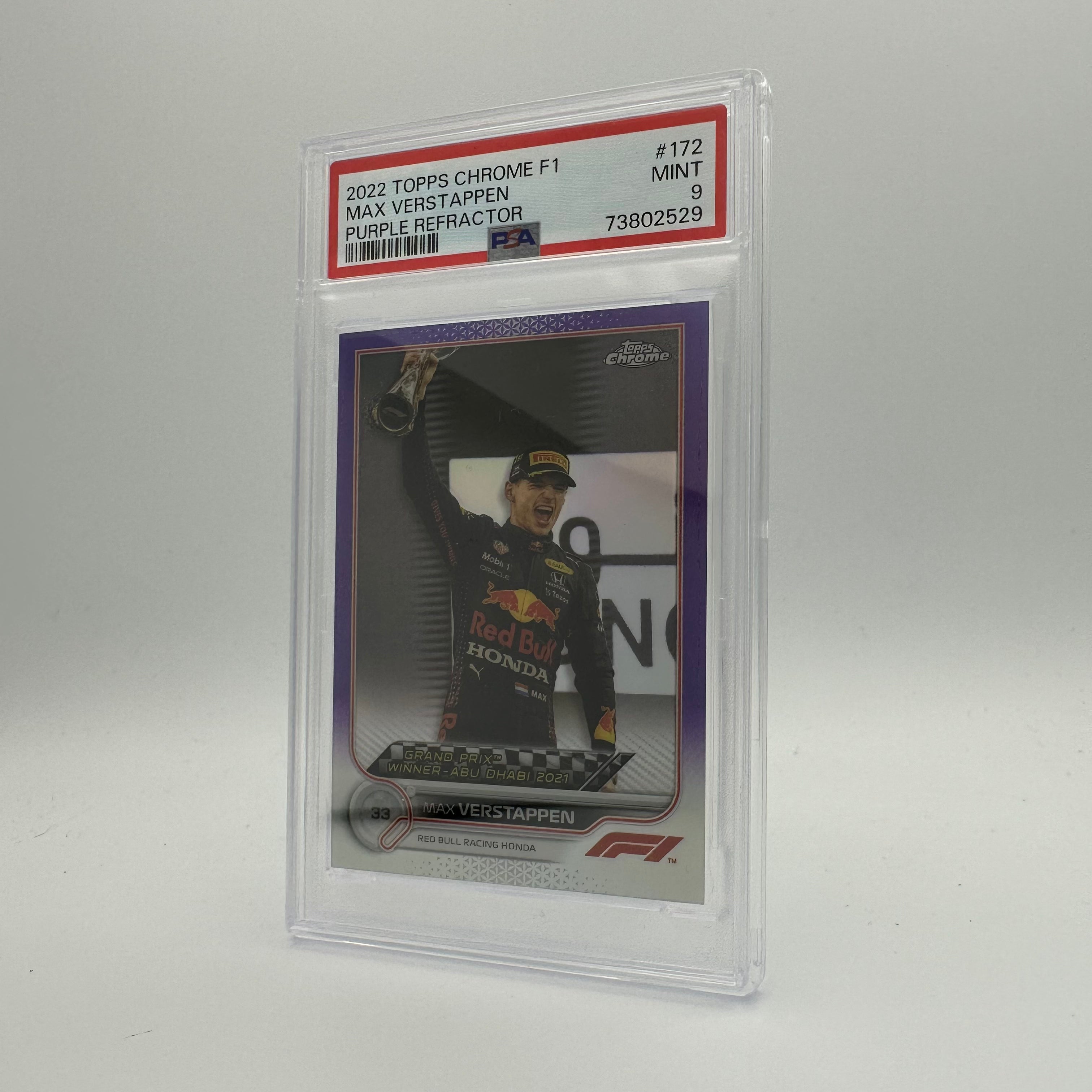 PSA 9 Graded 31/399 MAX VERSTAPPEN #172 PURPLE REFRACTOR Trading Card - Rare Collectible for Sports Memorabilia & F1 Racing Fans