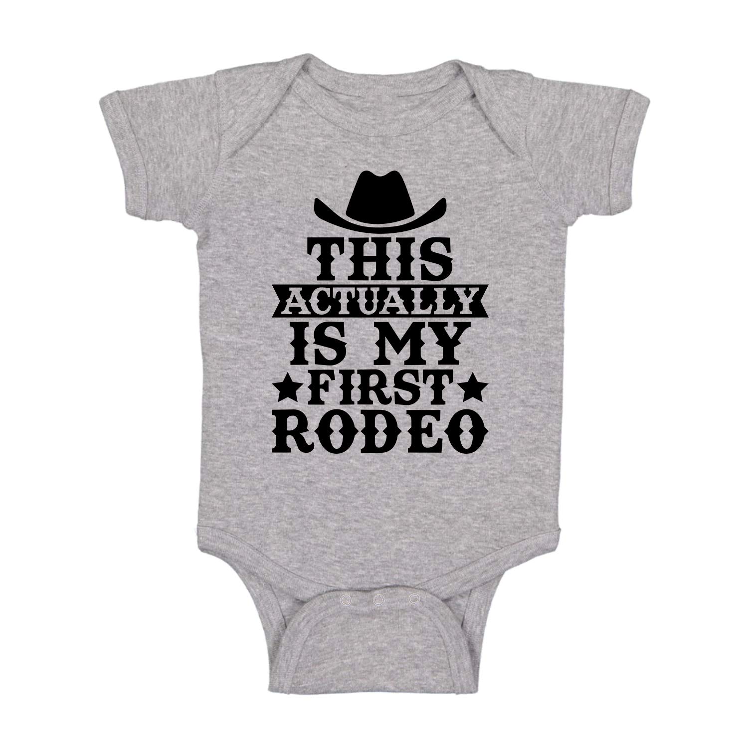 Funny Baby Bodysuit - 'This Is Actually My First Rodeo' Newborn Baby Boy Clothes - Cute Outfit for Rodeo Theme Parties & Photo Shoots