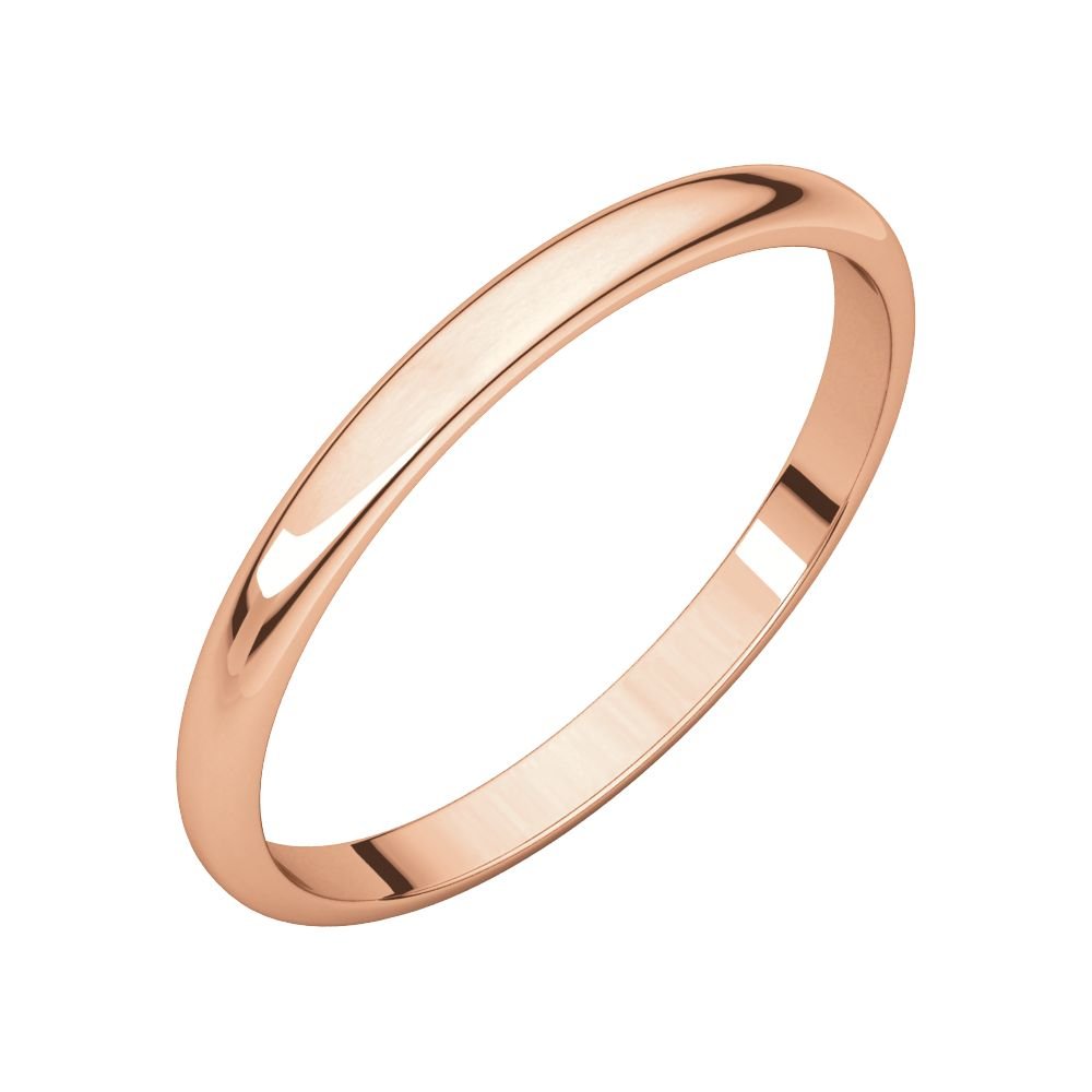 14K Rose Gold 2mm Half Round Wedding Band for Women - Elegant Bridal Jewelry