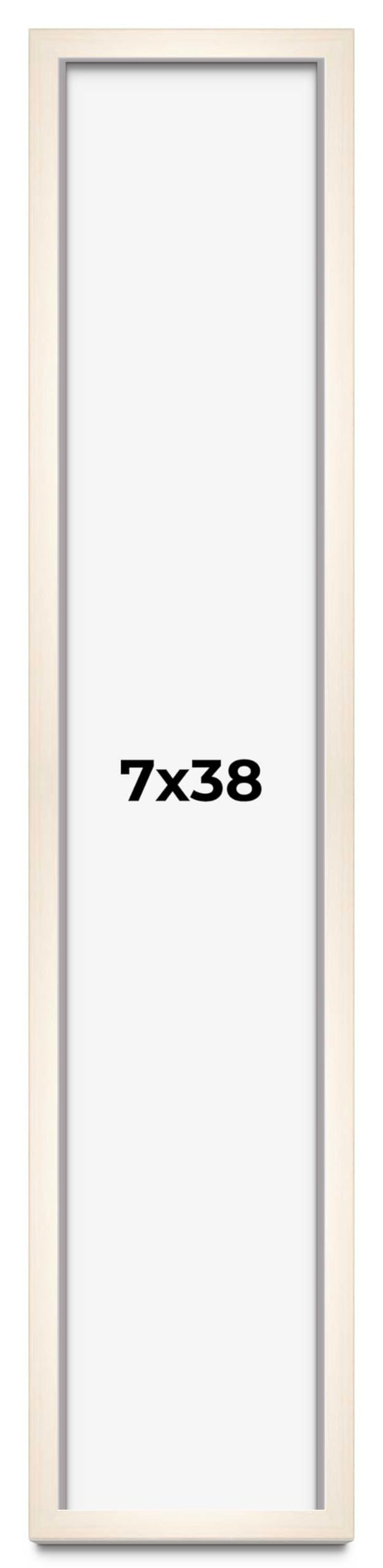 CountryArtHouse 7x38 Whitewashed Solid Wood Picture Frame - 0.8125 Inch Moulding Width with UV Acrylic Plexiglass, Acid-Free Foam Backing & Hanging Hardware - Perfect for Wall Art, Family Photos & Home Décor