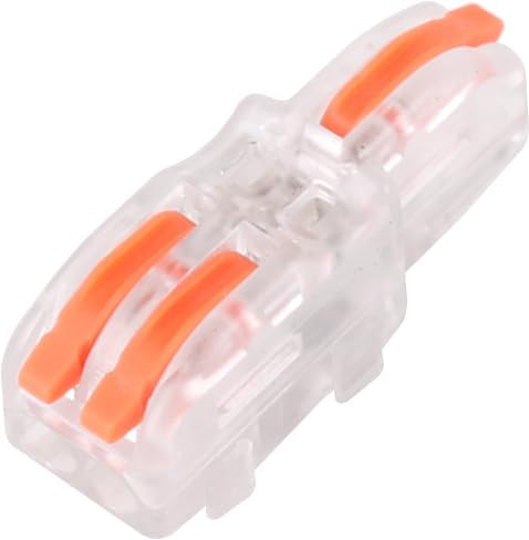 1 in 2 Out Lever Wire Connectors - 25 Pcs Transparent Shell with Orange Handle Splicing Connectors Kit for Electrical Wiring | DIY Home Projects, Automotive Repairs & Industrial Applications