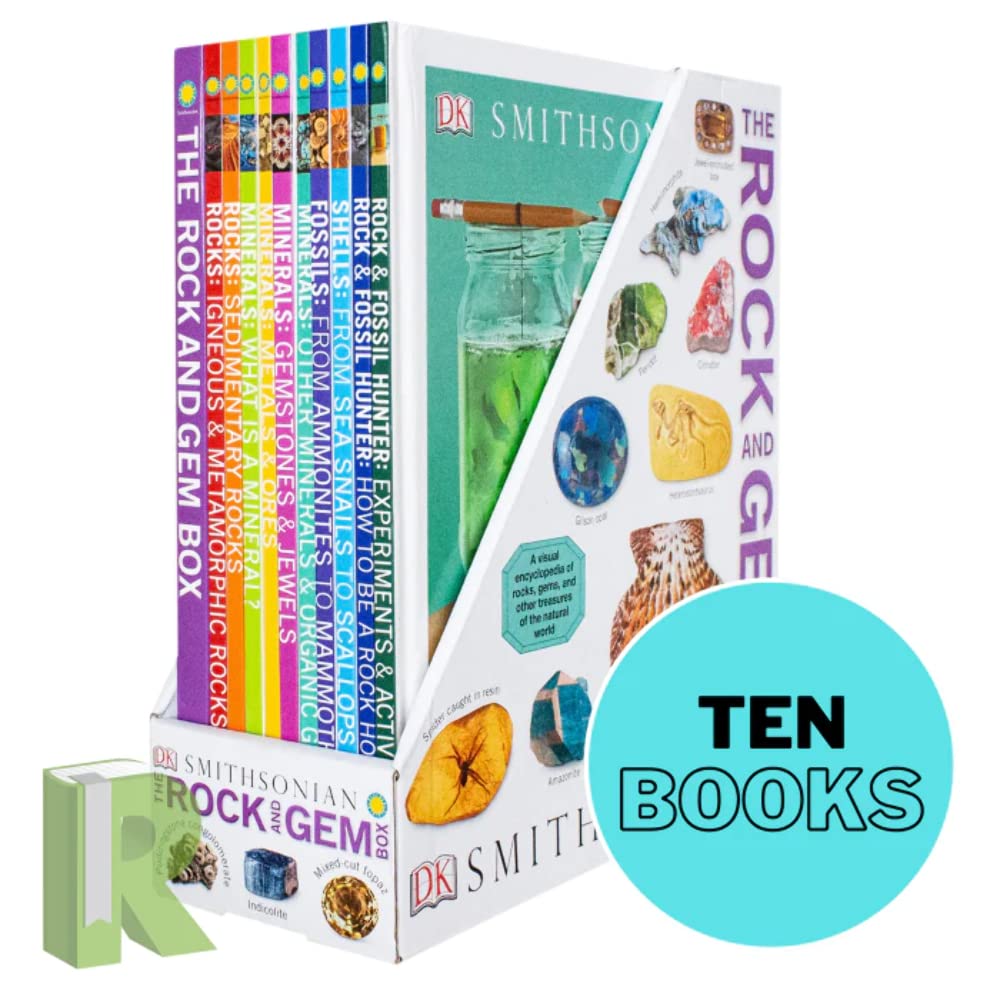 The Rock and Gem Box - 10 Hardcover Book Collection for Geology Enthusiasts | Perfect for Kids' Science Education & Rock Collecting Hobby