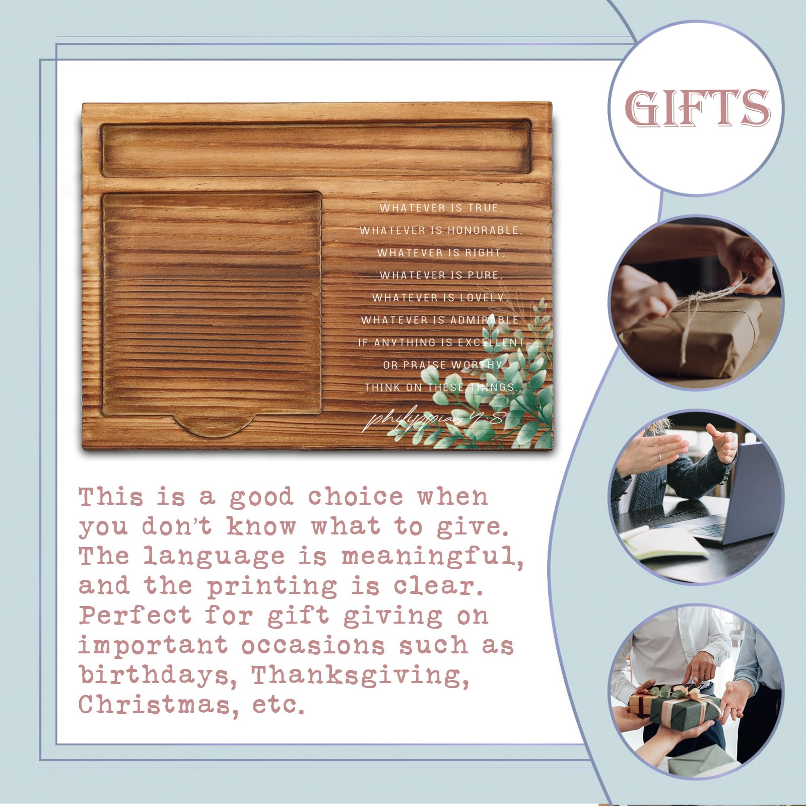 Vizuzi Bible Verse Philippians 4:8 Christian Sticky Note Holder - Inspirational Scripture Desk Organizer for Prayer, Office & Home Decor - Perfect Gift for Women, Men, Coworkers, Employees & Friends - Self-Stick Note Pad Holder with Positive Message (ZSS51)