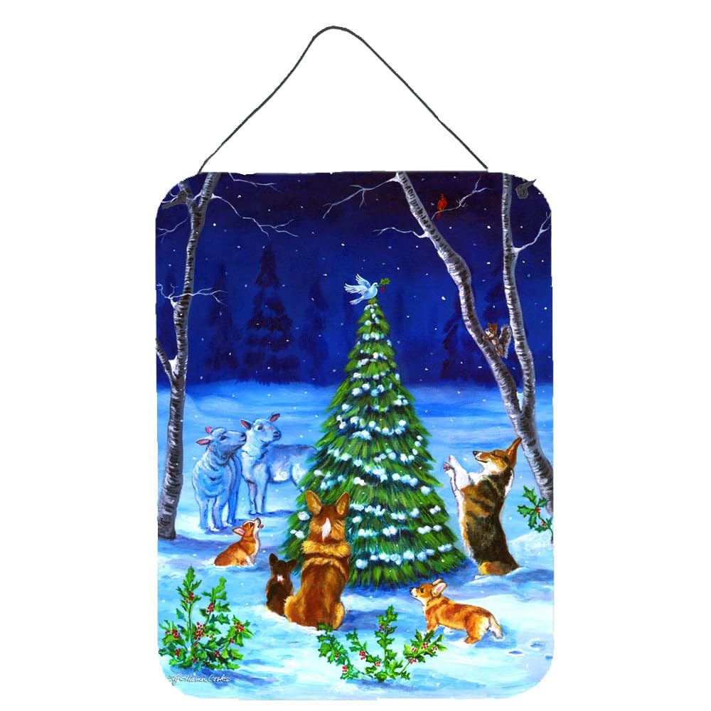 Corgi Christmas Peace Wall Decor - Aluminum Metal Sign for Kitchen, Bar, Bathroom & Front Door - 12x16 Inch Multicolor Holiday Plaque - Perfect for Home, Office & Seasonal Decorations