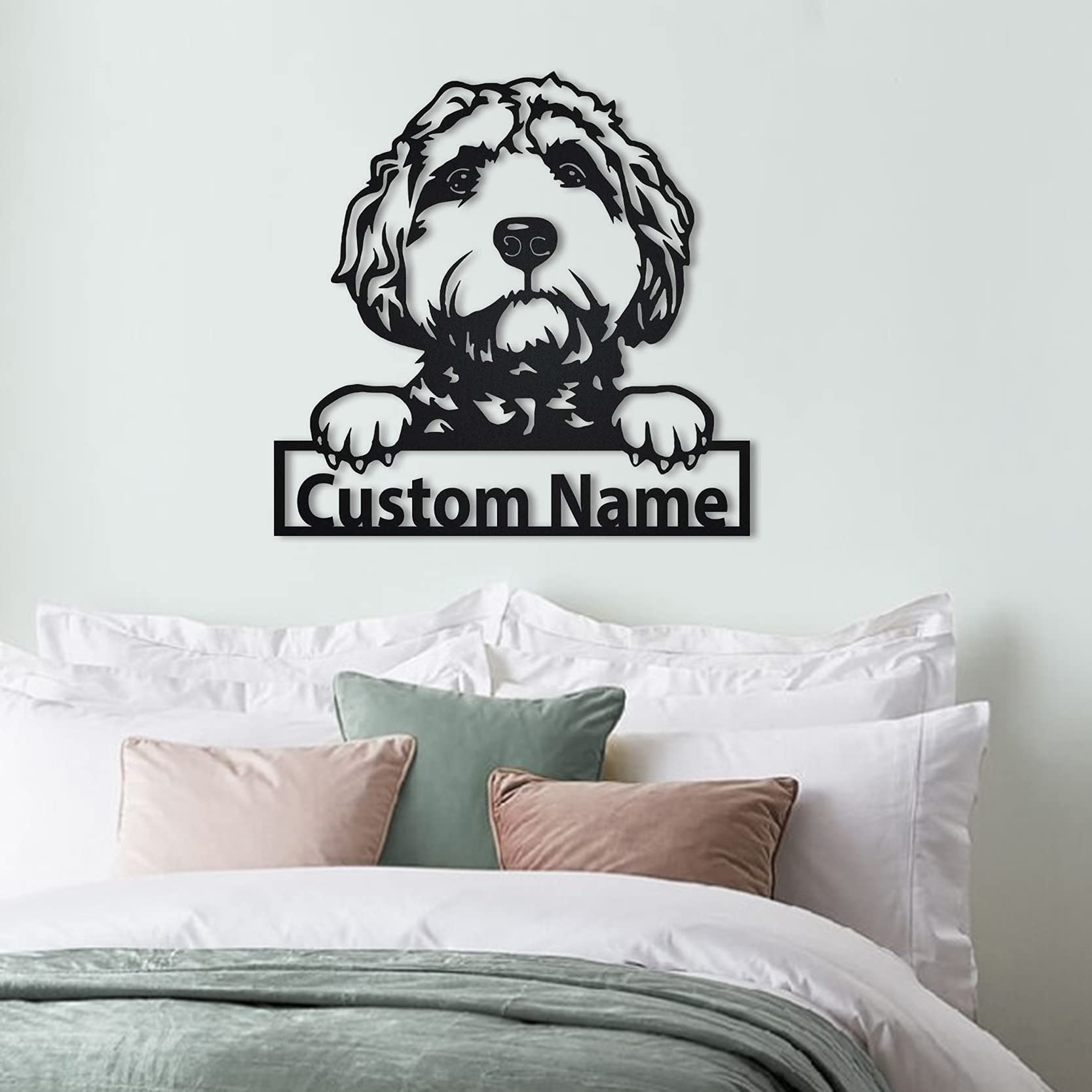 Personalized Goldendoodle Dog Metal Sign - Custom Pet Name & Portrait Art - Unique Funny Dog Gift for Pet Lovers - Perfect for Home Decor, Dog Birthday & Anniversary Gifts