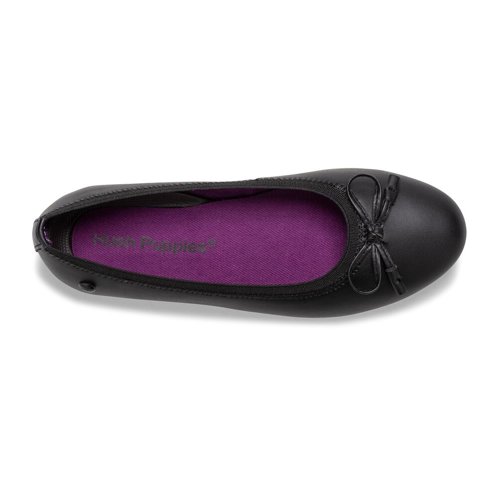 Hush Puppies Black Josie Youth Flat Shoes for Girls - Comfortable & Stylish School & Casual Wear